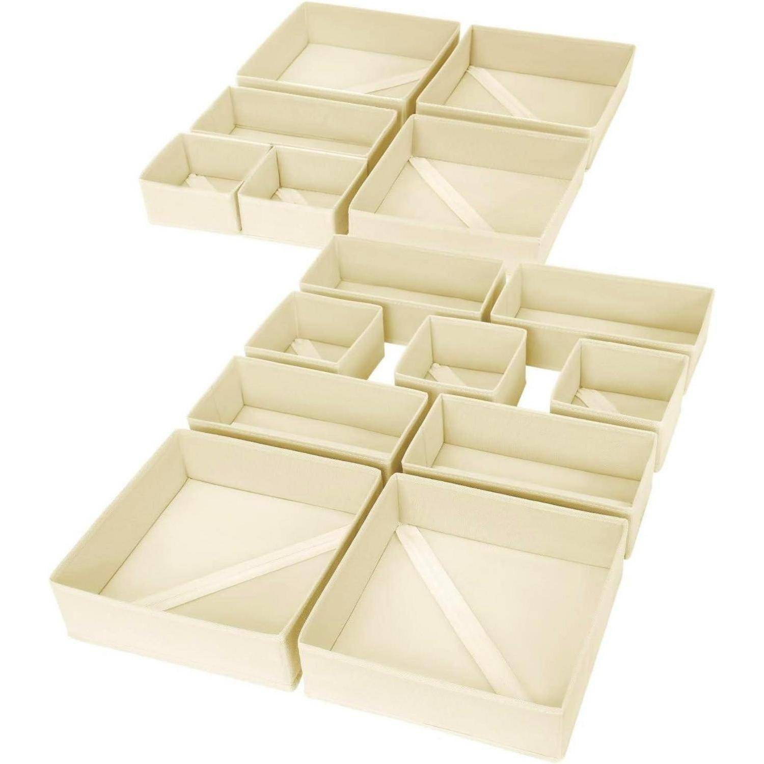 Schrank Organizer Aufbewahrungsbox Stoff Unterwäsche 15 Stück Weiß