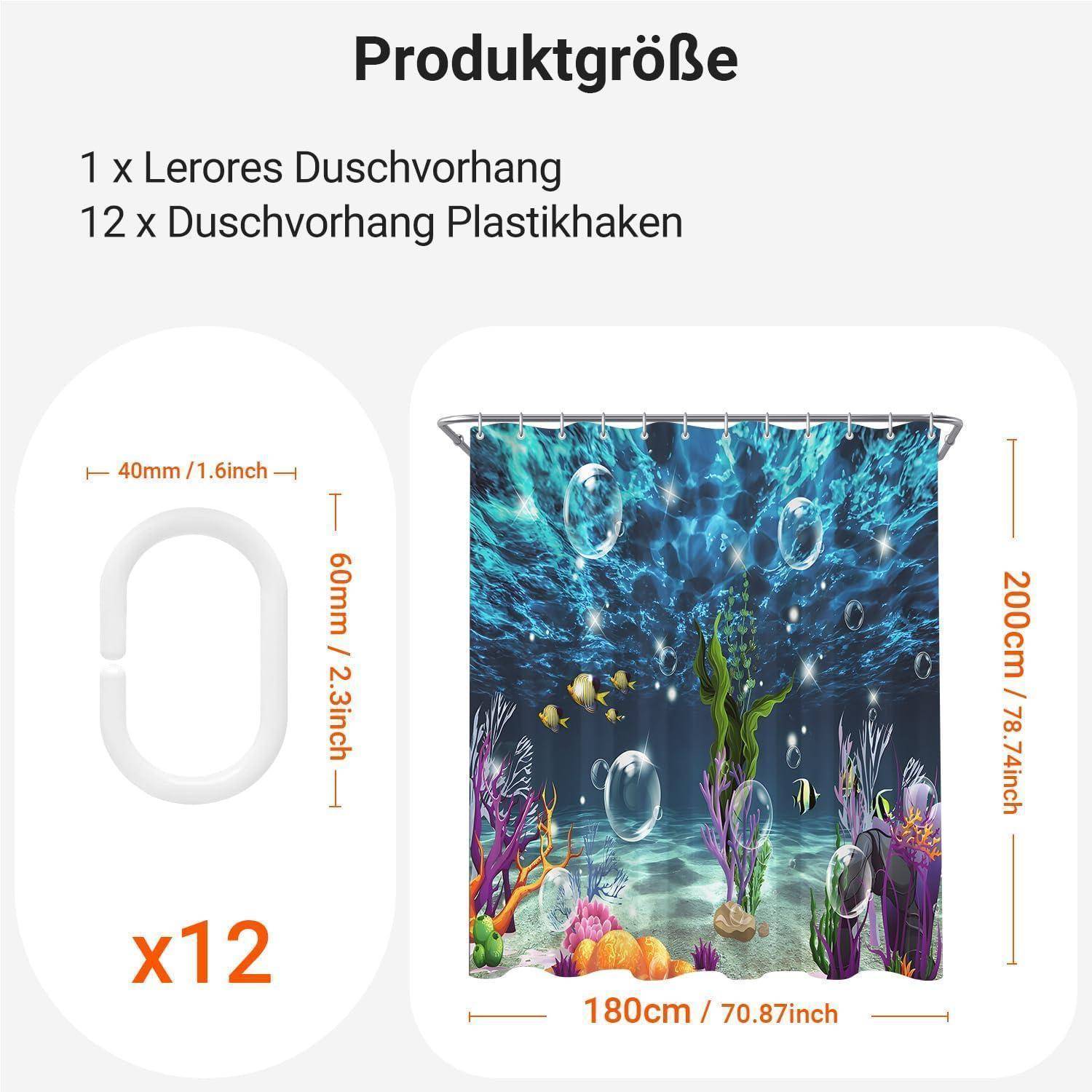 Duschvorhang Polyester Antischimmel Bunter Meeresboden 180 x 200 cm