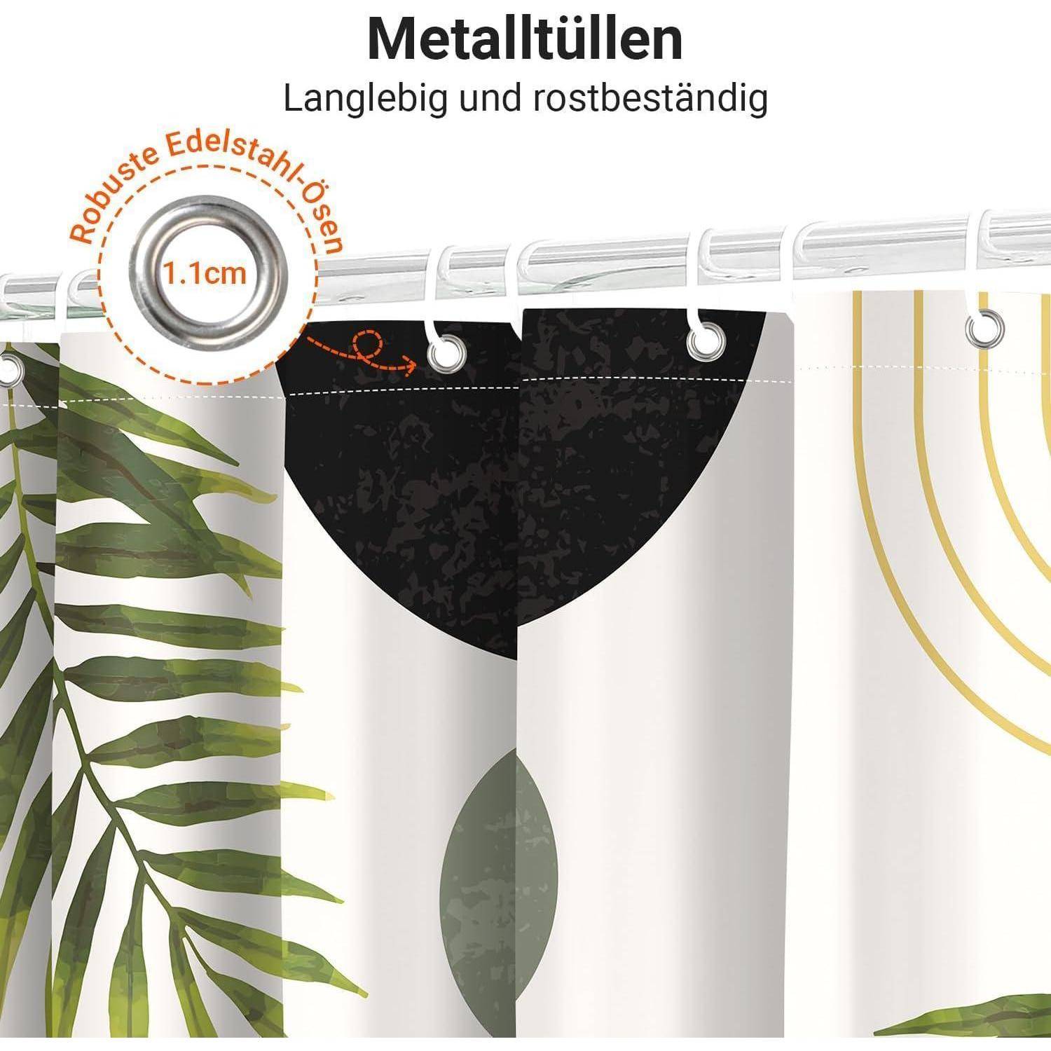 Duschvorhang Polyester Schwarz Blätter Linie 180 x 160 cm