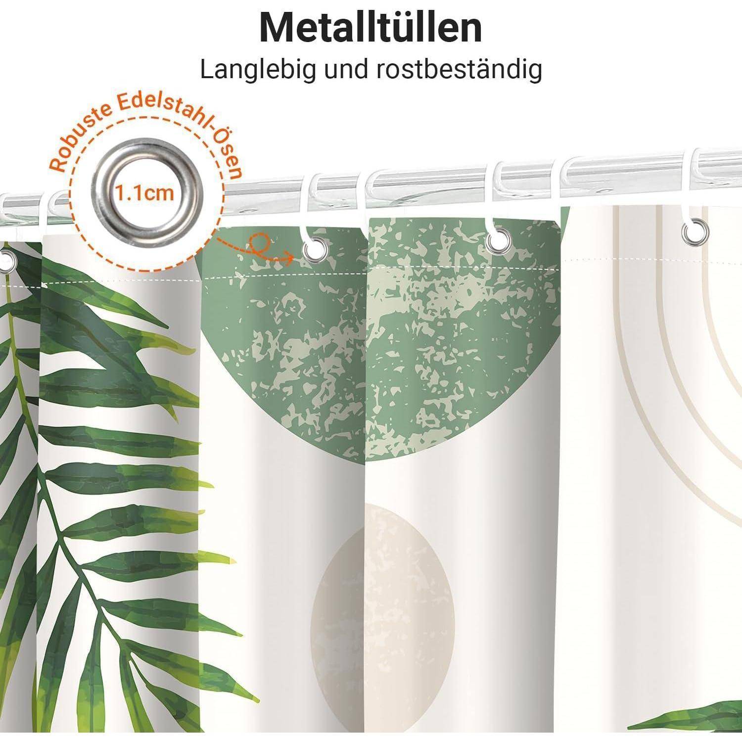 Duschvorhang Grün Blätter Linie H200 x B180 cm (1er Pack)