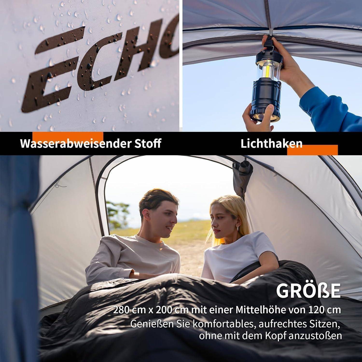Zelt Wurfzelt wasserdicht 4bis8 Personen Weiß & Grau(4-6 Personen)