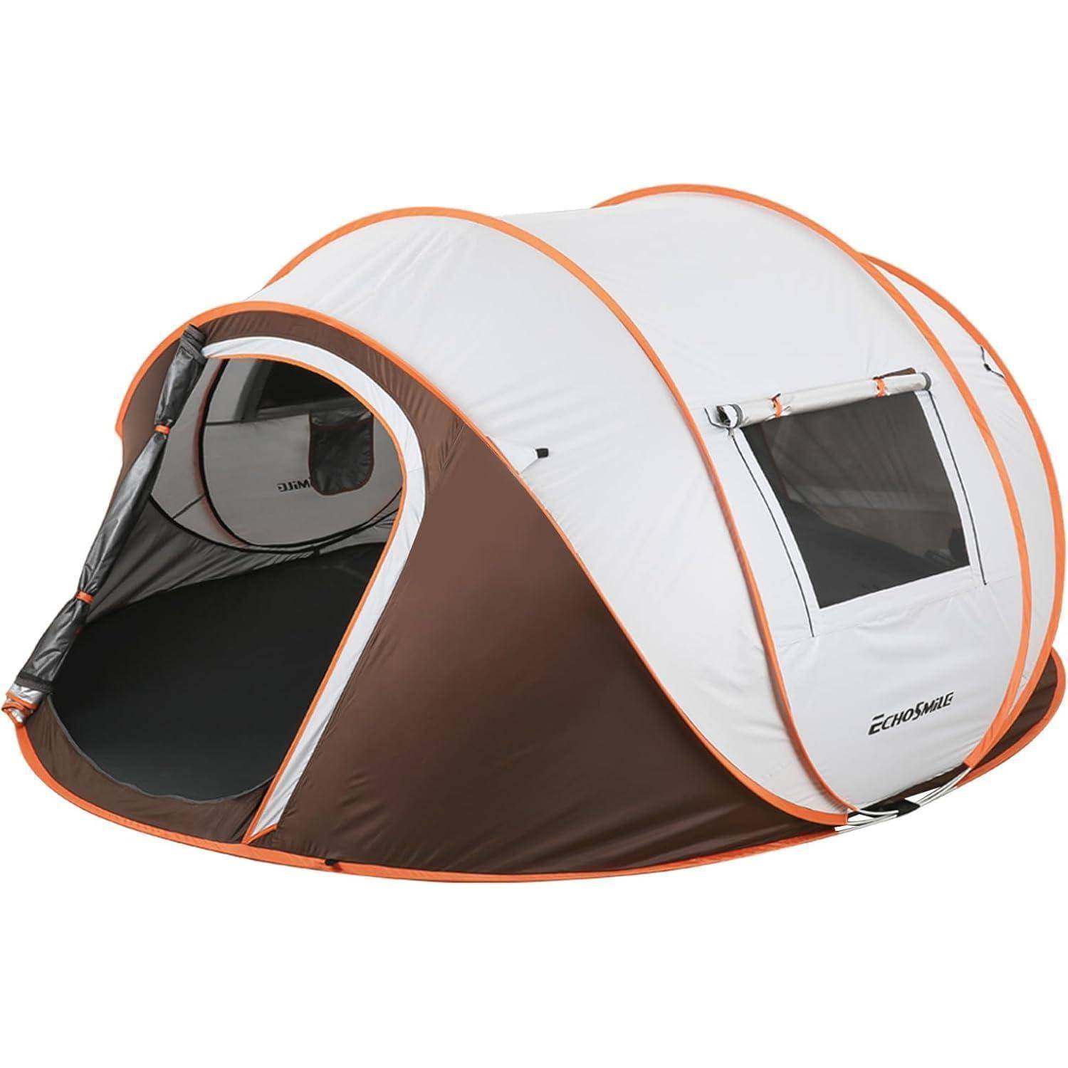 Zelt Pop Up Wurfzelt 4-8 Personen Weiß & Braun (4-6 Personen)