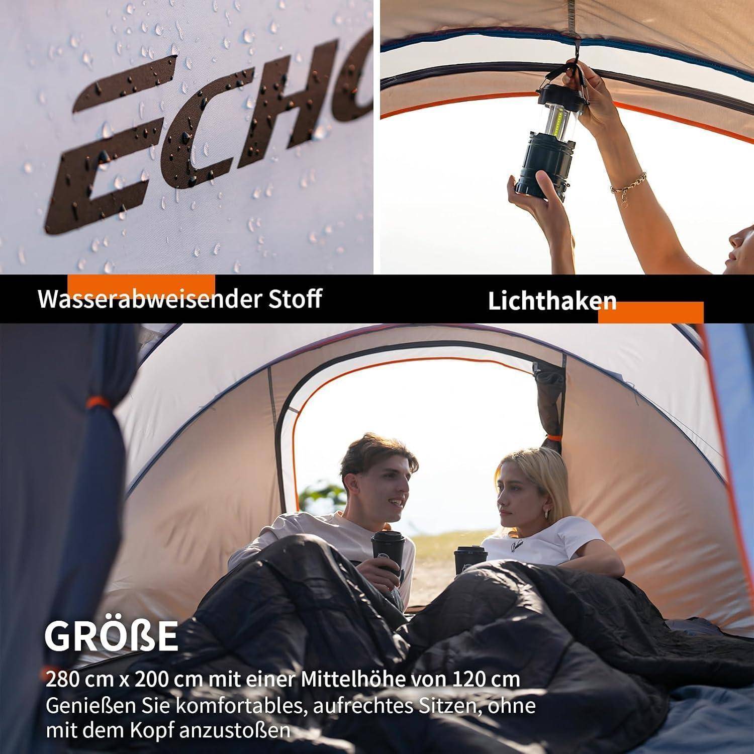 Zelt Pop Up Wurfzelt 4-8 Personen Weiß & Braun (4-6 Personen)