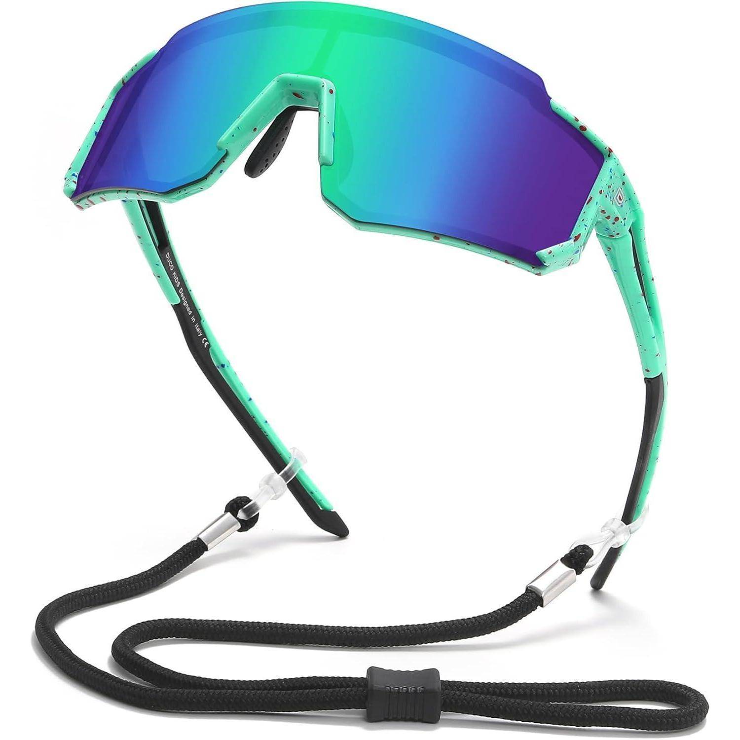 Sonnenbrille Grün Rahmen Rot Blau Dot Schwarz Tempel Revo Grün Linse