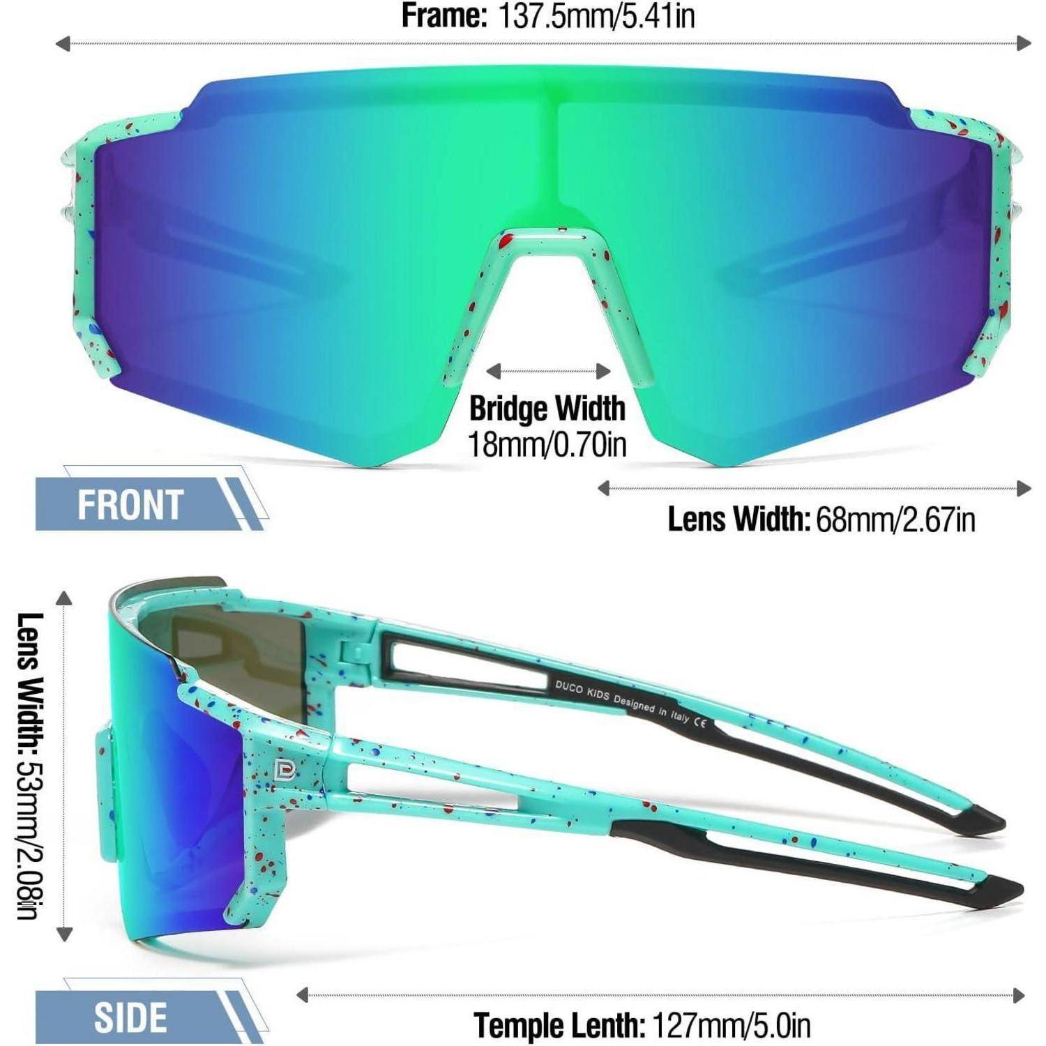Sonnenbrille Grün Rahmen Rot Blau Dot Schwarz Tempel Revo Grün Linse