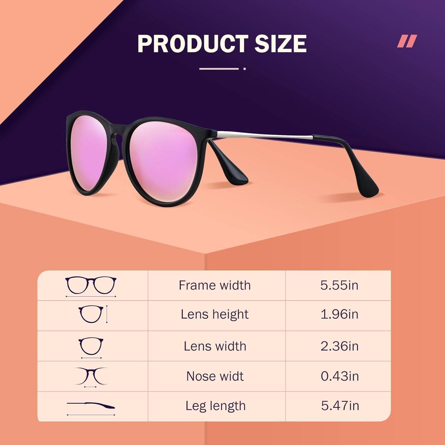 Sonnenbrille polarisiert Damen UV400 Cateye Retro Mode Rosa