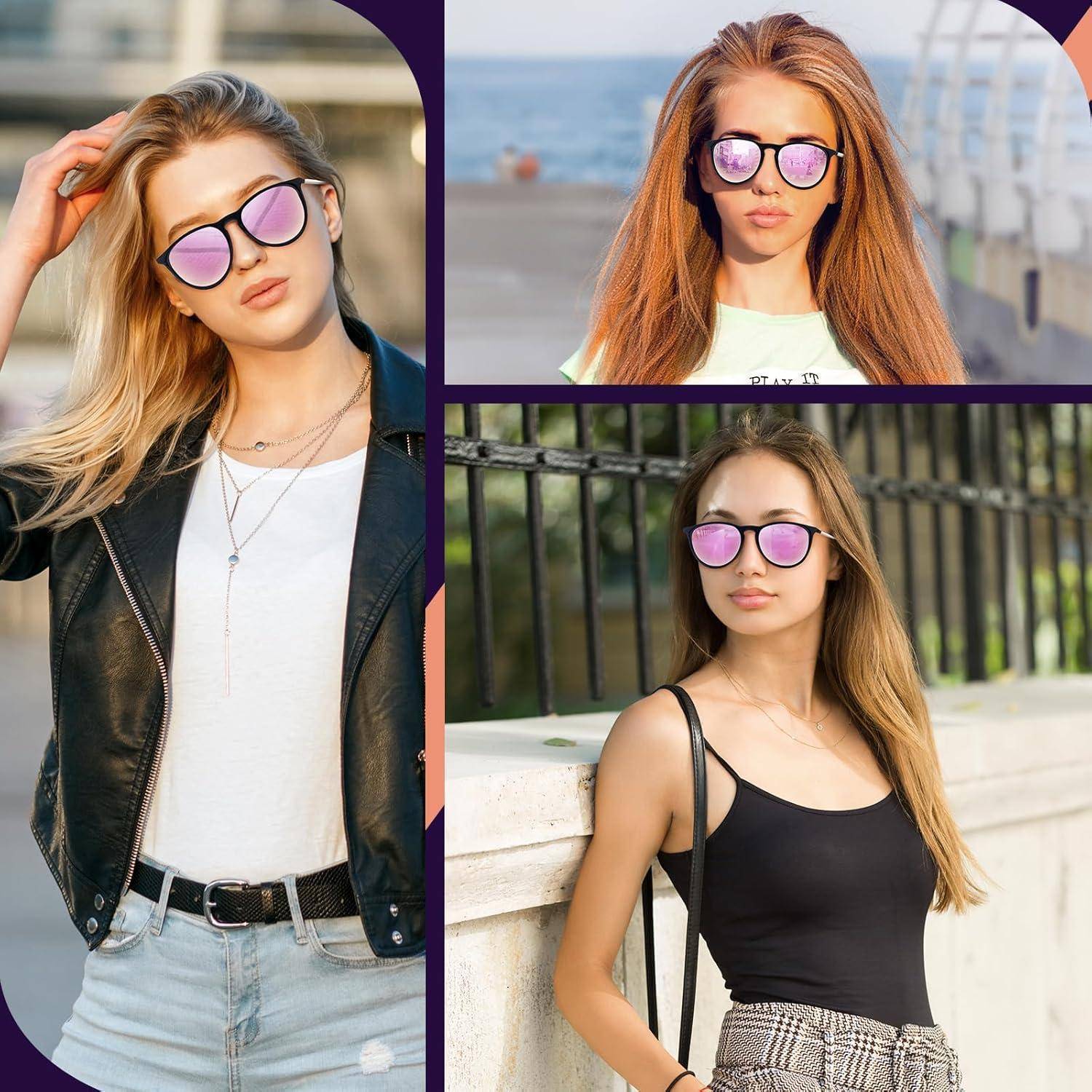 Sonnenbrille polarisiert Damen UV400 Cateye Retro Mode Rosa