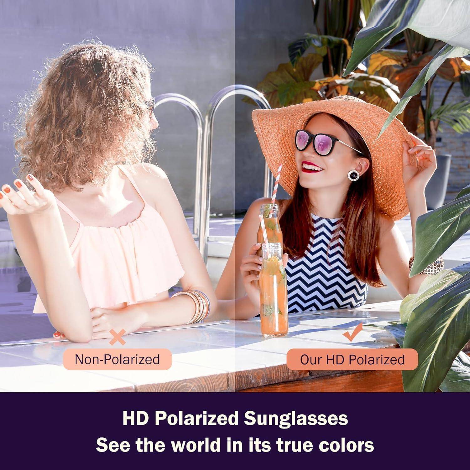 Sonnenbrille polarisiert Damen UV400 Cateye Retro Mode Rosa