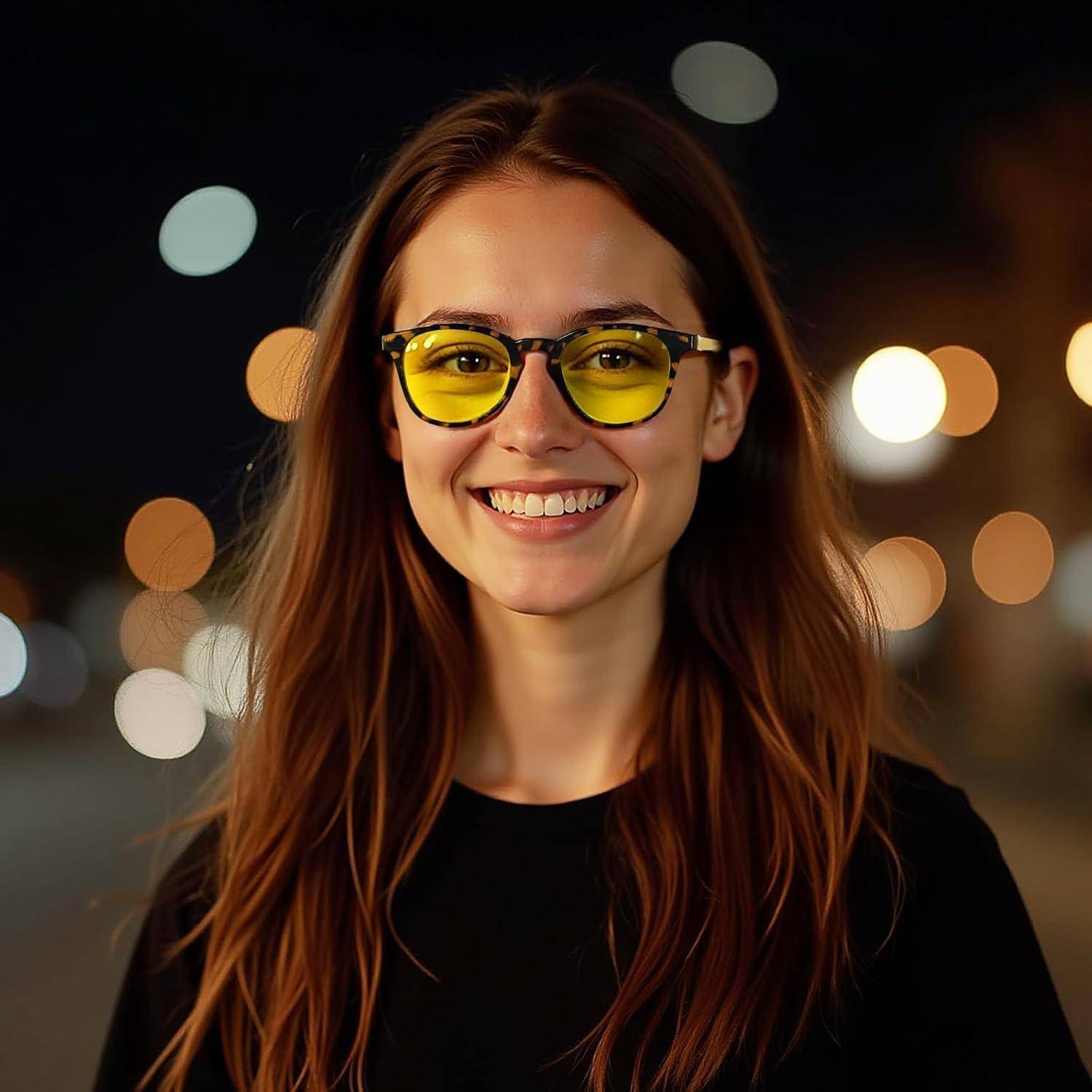 Sonnenbrille Polarisierte UV400 Damen Rund Cateye Retro Leoparden Gelb
