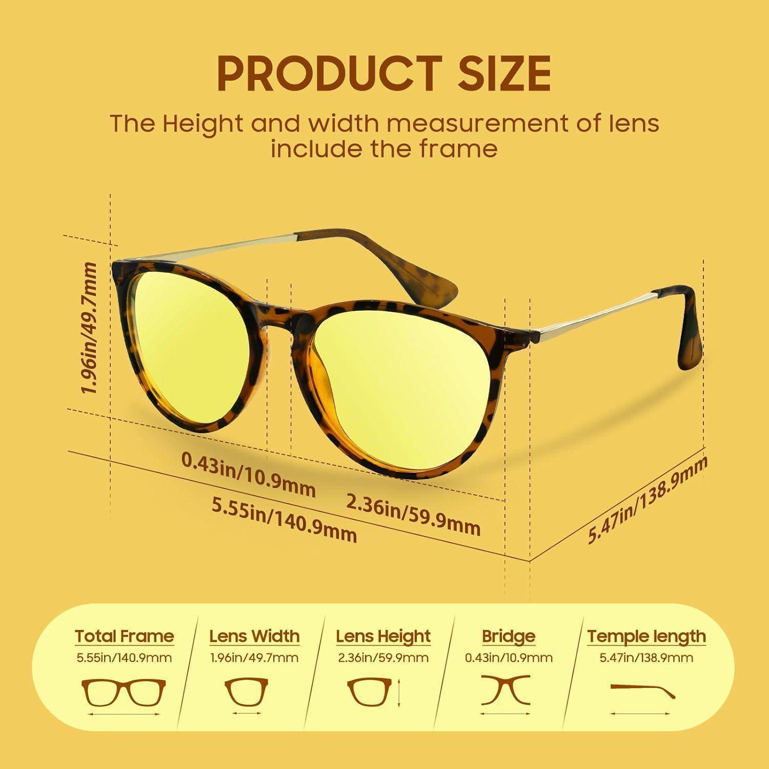 Sonnenbrille Polarisierte UV400 Damen Rund Cateye Retro Leoparden Gelb