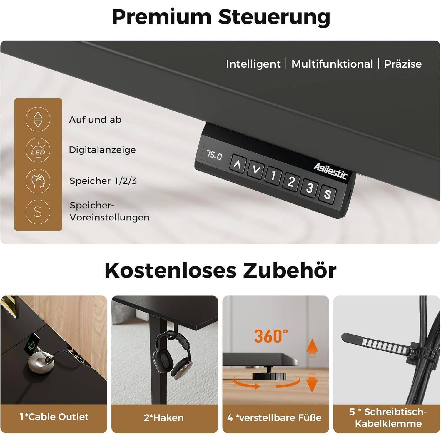 Schreibtisch L Form Höhenverstellbar Ecke Schwarz 150 x 125 cm