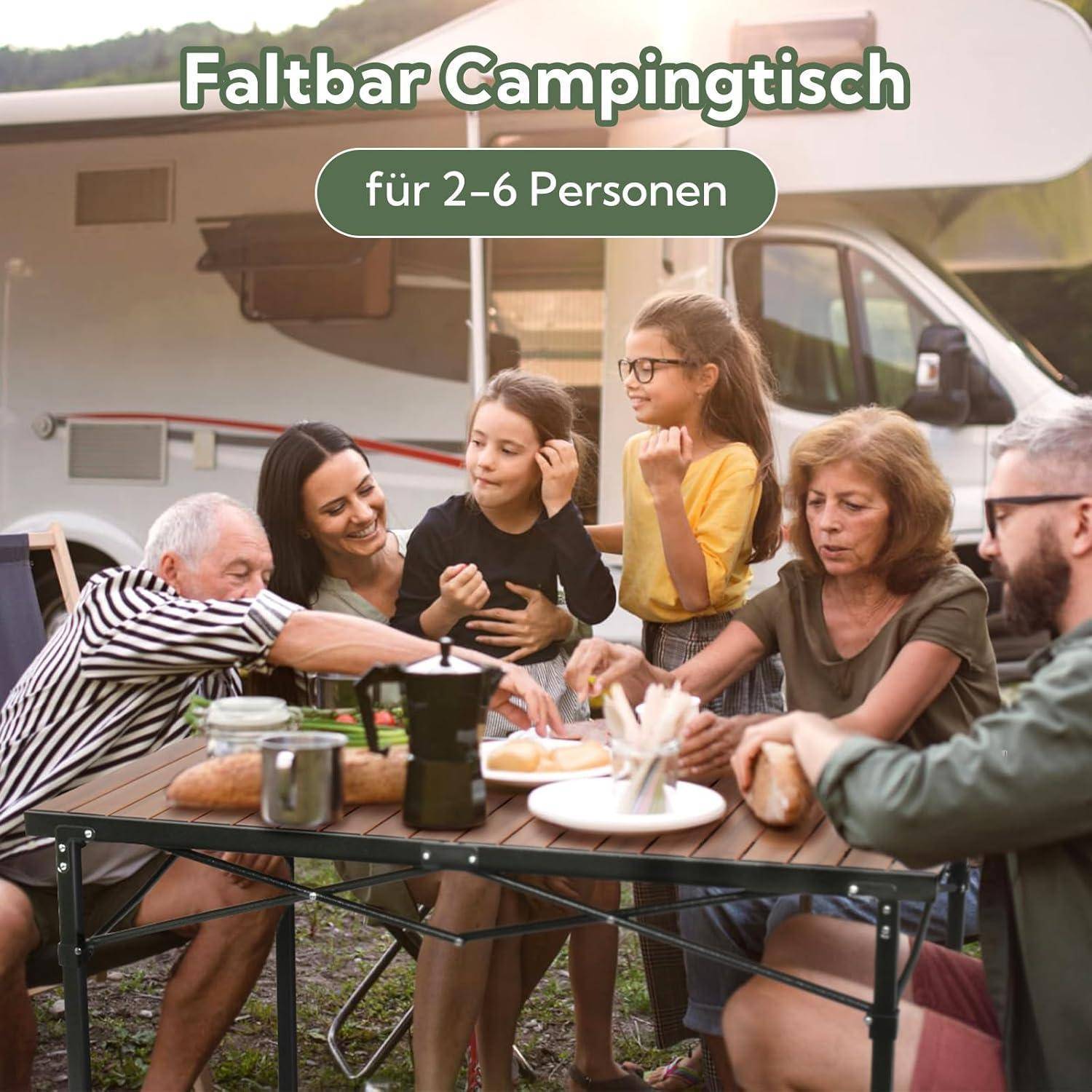 Campingtisch Klappbar Höhenverstellbar 3-stufig Rotbraune Holzoptik