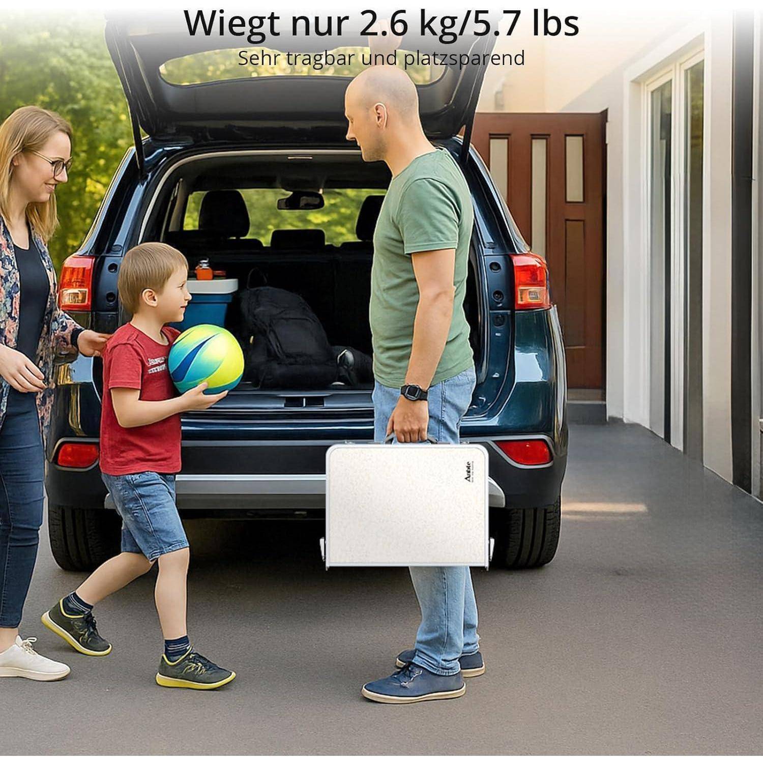 Campingtisch Klapptisch 60x40cm Aluminiumrahmen 3 Höhen Weiß
