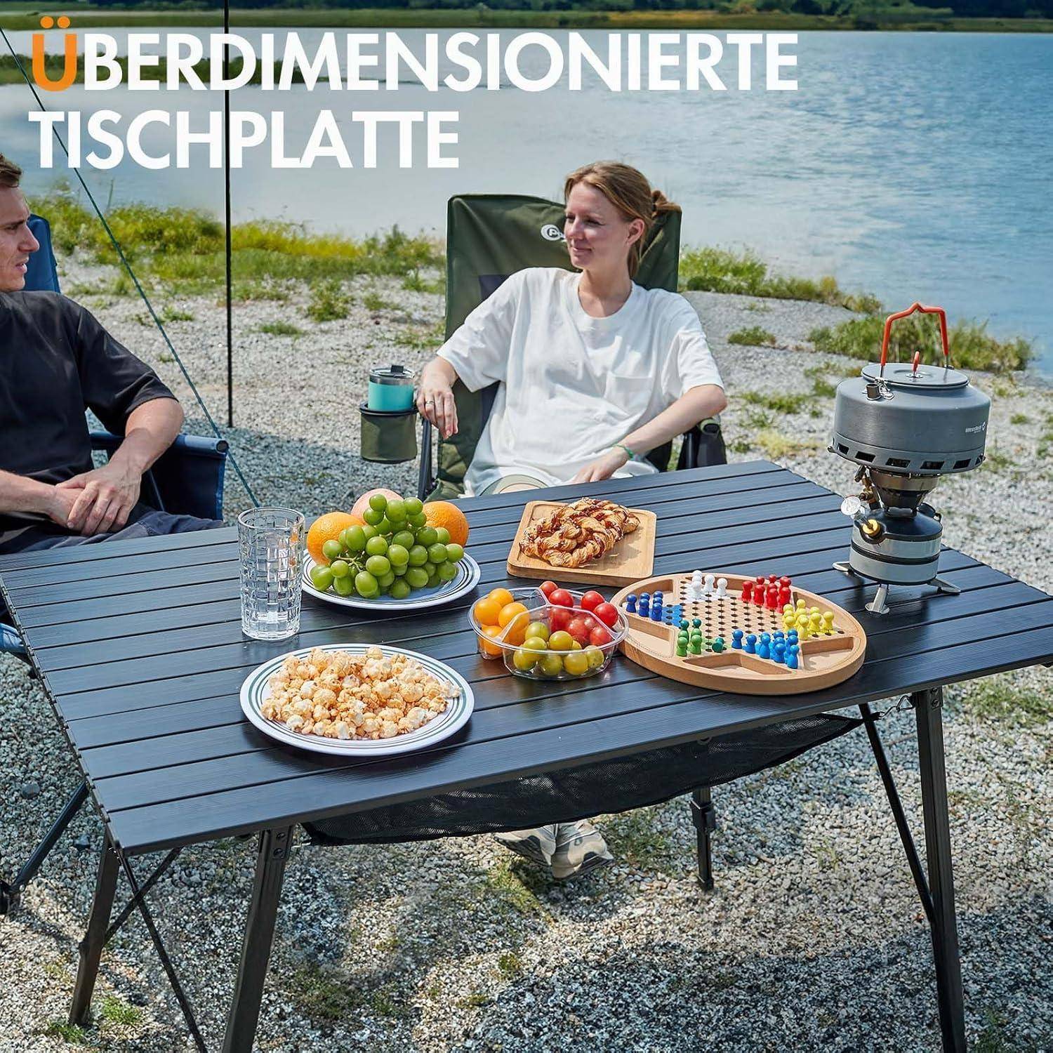 Campingtisch faltbar höhenverstellbar Aluminium Schwarz 120x70cm
