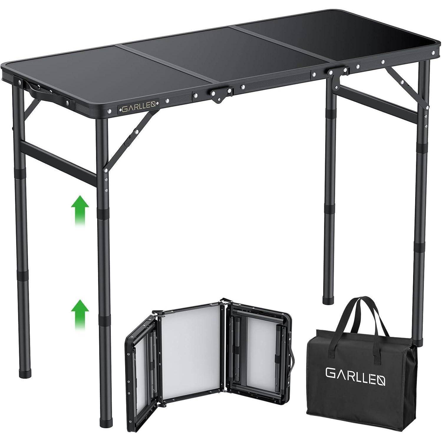 Campingtisch klappbar 87x40cm 3 Schwarz 87x40cm(3 verstellbare Höhe)