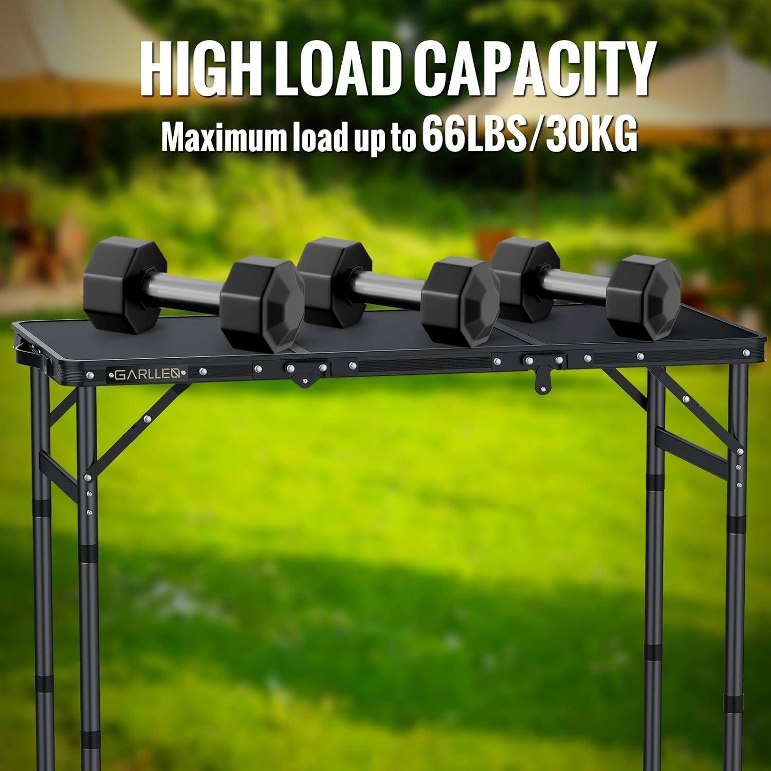 Campingtisch klappbar 87x40cm 3 Schwarz 87x40cm(3 verstellbare Höhe)