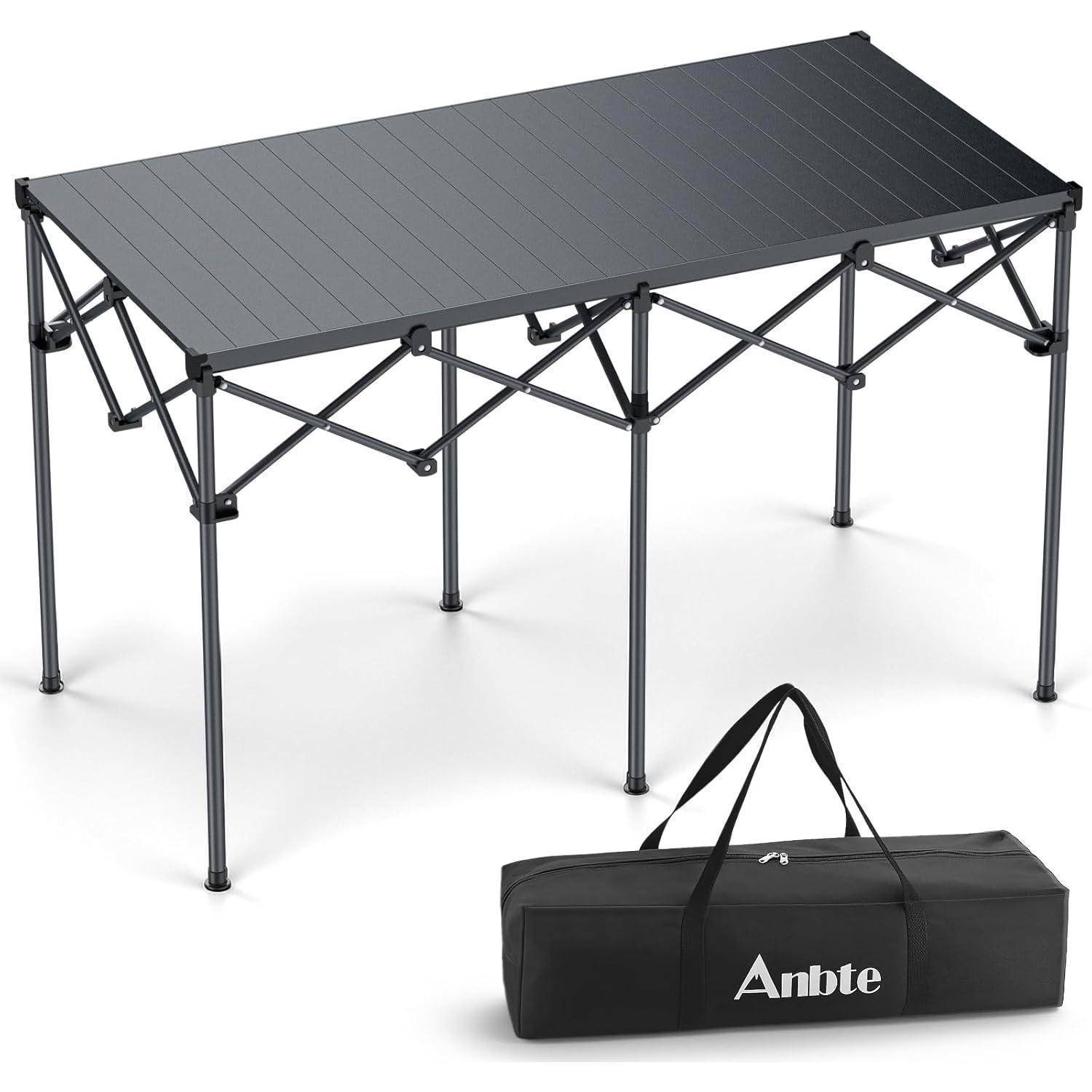 Campingtisch Klapptisch Alu Rolltisch 120kg Schwarz 122x60x74cm