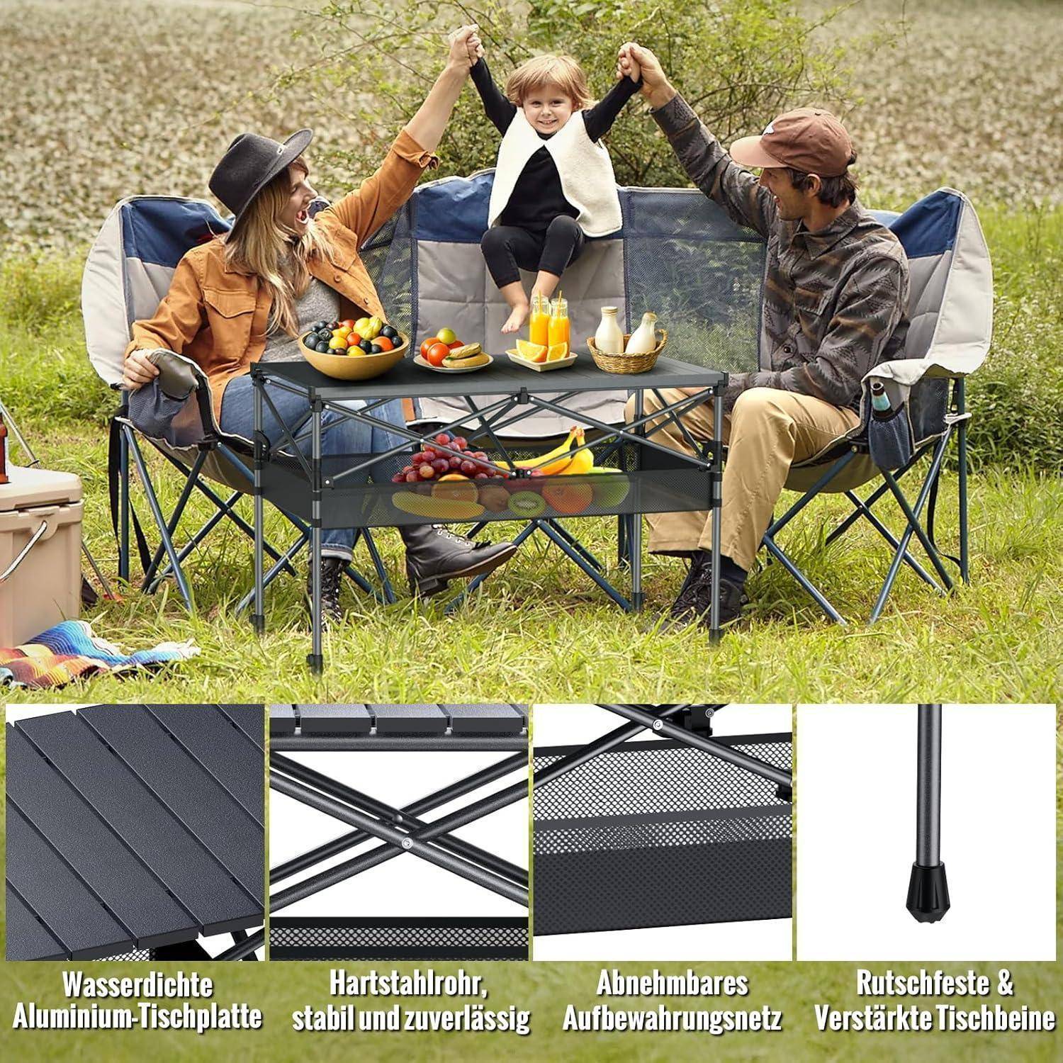 Campingtisch Klappbar 100x50cm Höhenverstellbar 100cm x 50cm x 70 87cm