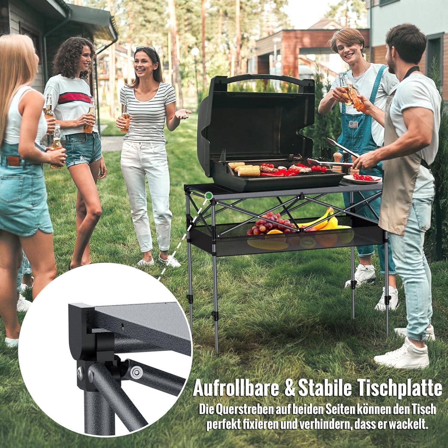 Campingtisch Klappbar 100x50cm Höhenverstellbar 100cm x 50cm x 70 87cm