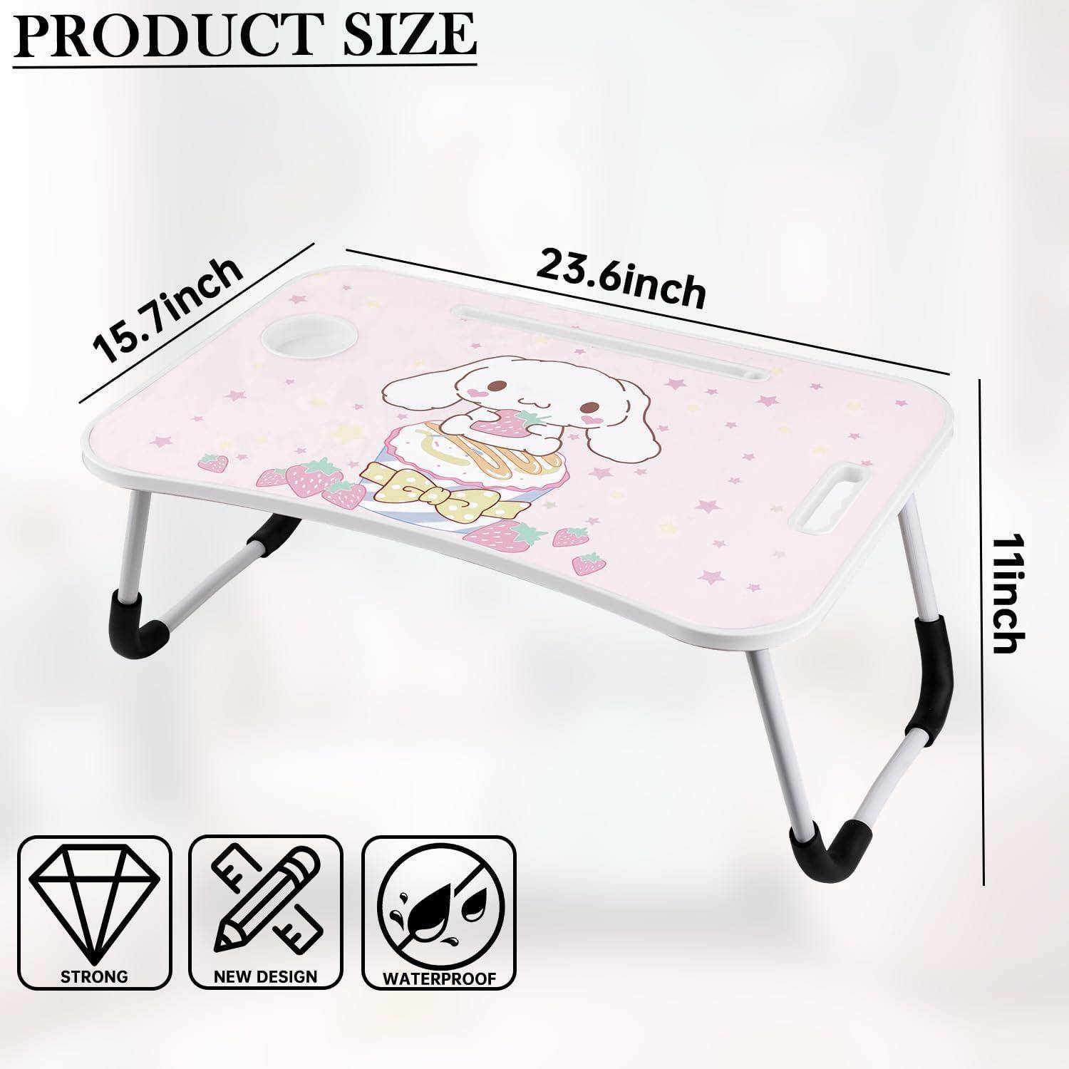 Laptop Tisch Tragbar Betttablett Klappbeine Rosa Erdbeere