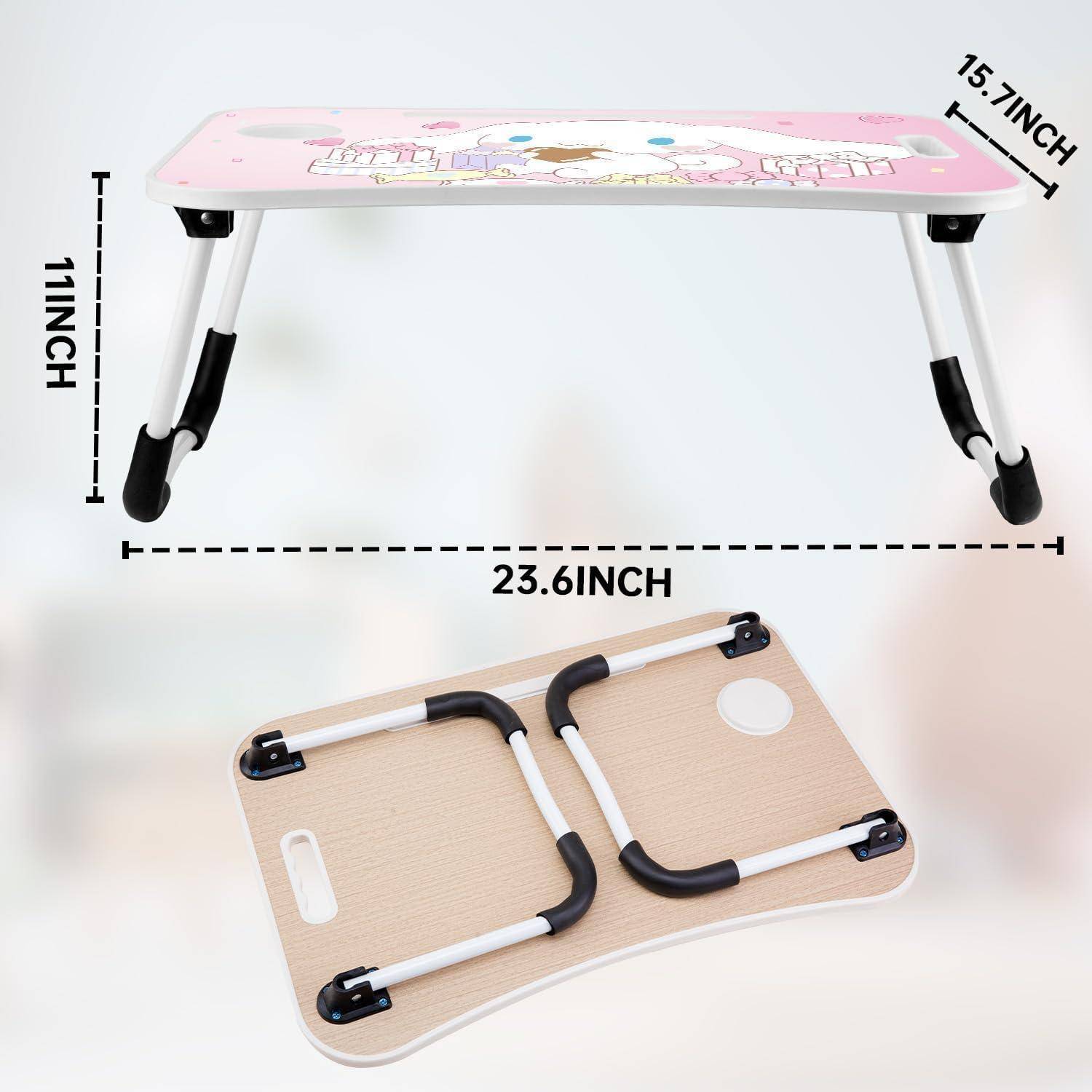 Laptop Tisch Betttablett klappbar Getränkeschlitz Cartoon Rosa Herz