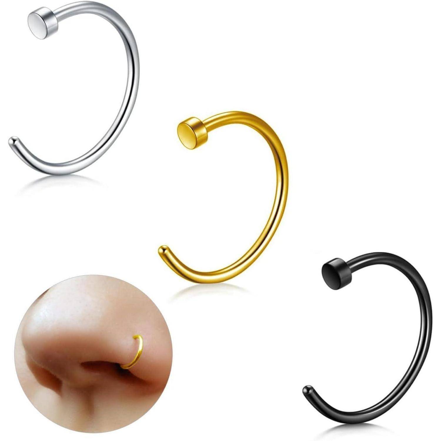 Nasenpiercing Titan G23 Fake Septum silber gold schwarz 20g 0.8mm 8mm