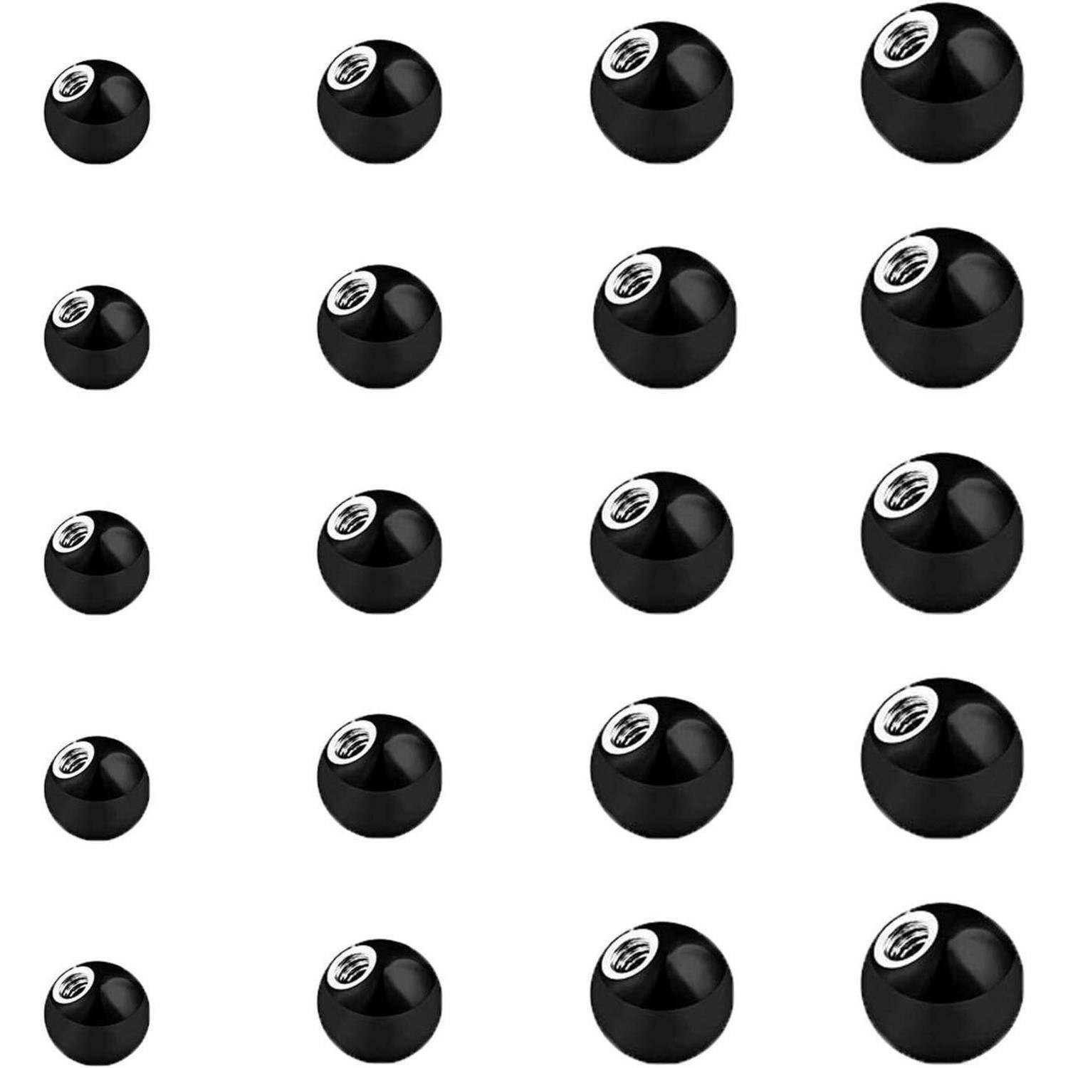 Piercing Kugeln Silber 1,2mm 1,6mm 3mm Nase Lippe Schwarz
