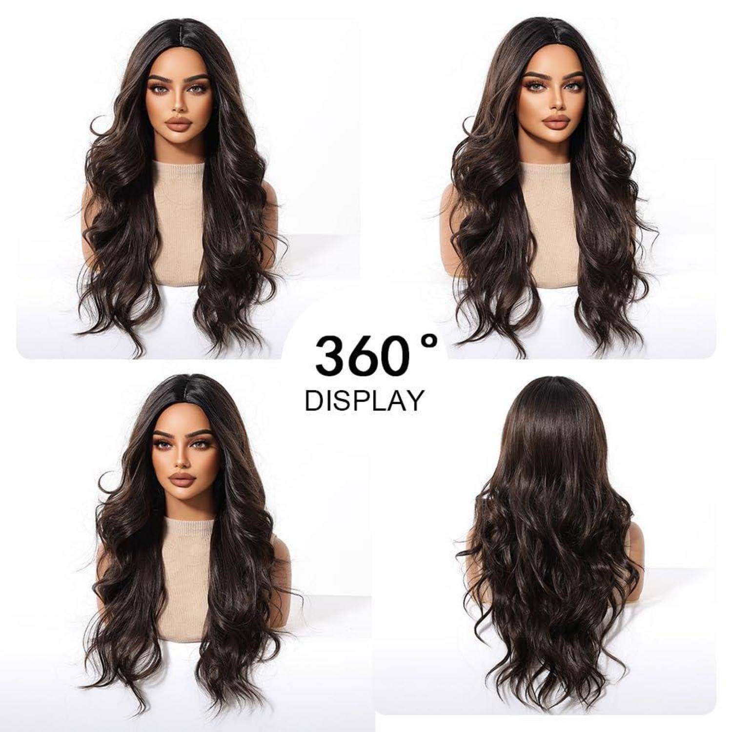 Perücke Damen Locken Synthetik Schwarz ombre dunkelbraun(6352-1)