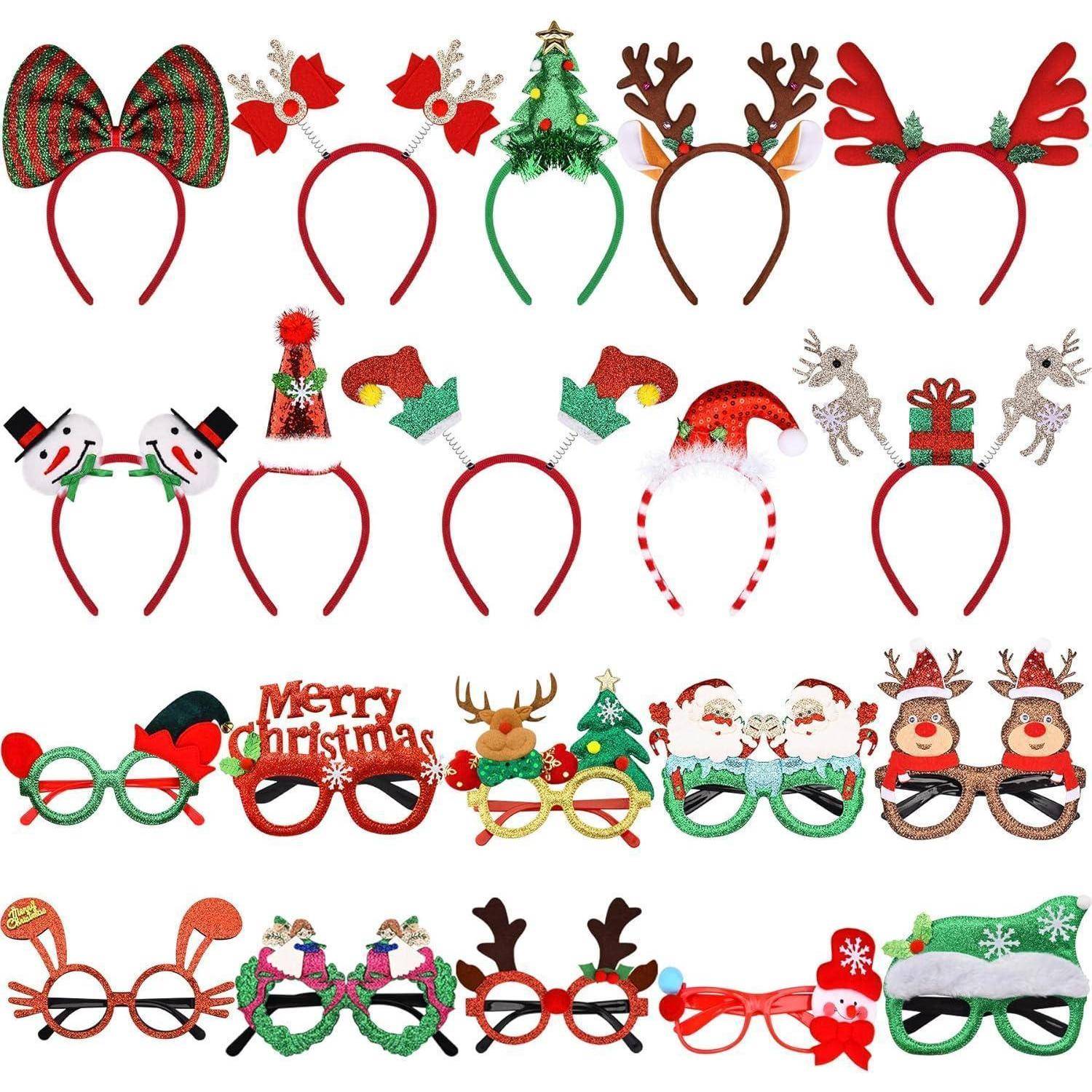 Haarreifen Weihnachtsbrille Set Stirnband Kostüm Lebhafter Stil