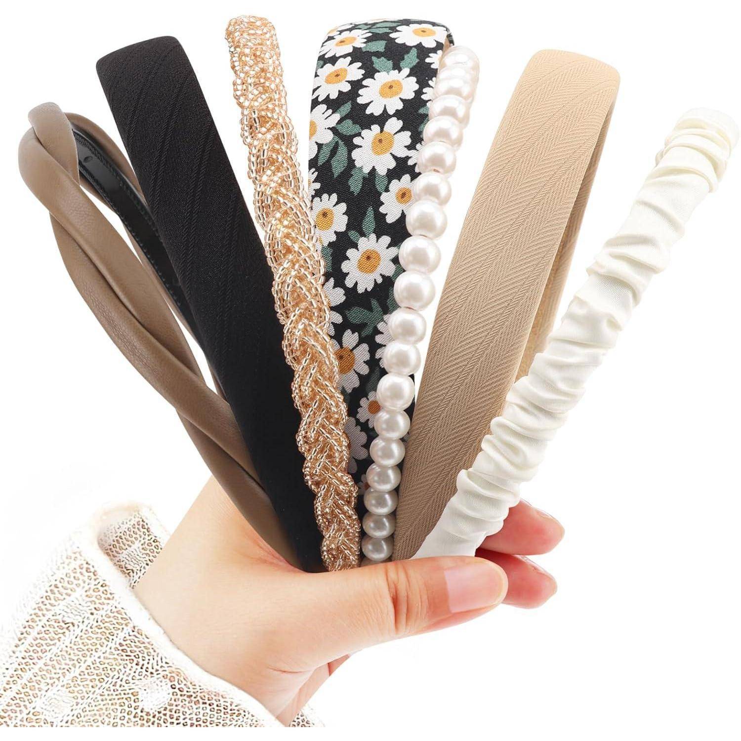 Haarreifen Damen Set Perlenstirnband 7 Pcs Hair Hoop Set A 7