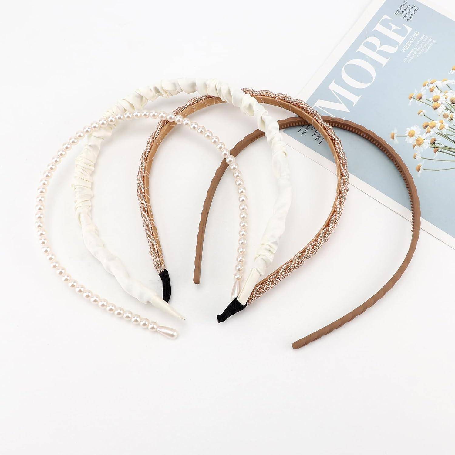 Haarreifen Damen Set Perlenstirnband 7 Pcs Hair Hoop Set A 7