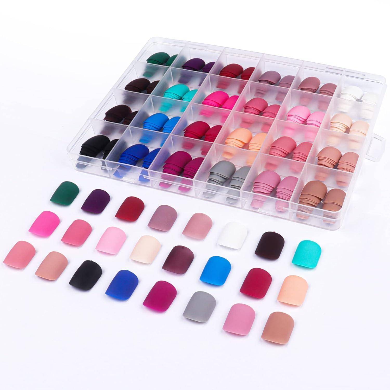 Künstliche Nägel Aufkleben 24 Farben 576 Matt Quadratisch Farbe 24S01