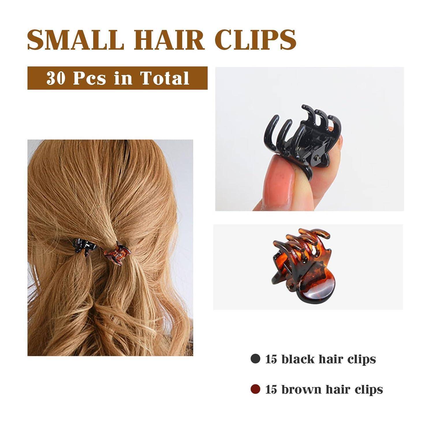 Haarklammer Mini Braun Schwarz Acrylic Damen 1 stück (30er Pack)