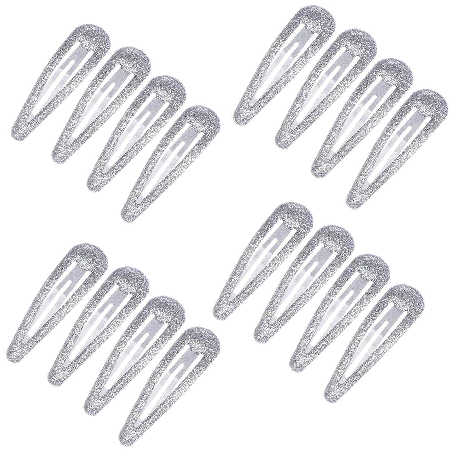 Haarspangen 16er Mädchen Bunte Glitzer Pailletten silbrig weiß *16