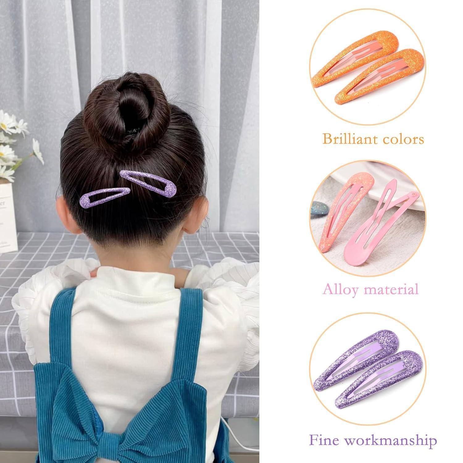 Haarspangen 16er Mädchen Bunte Glitzer Pailletten silbrig weiß *16