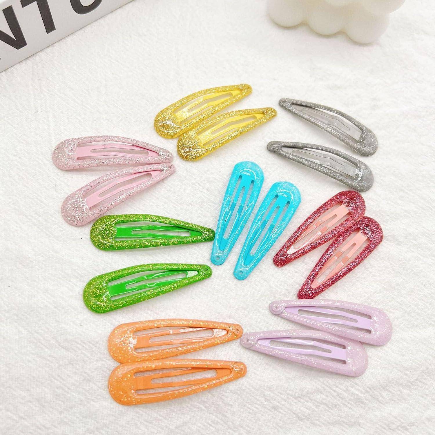 Haarspangen 16er Mädchen Bunte Glitzer Pailletten silbrig weiß *16