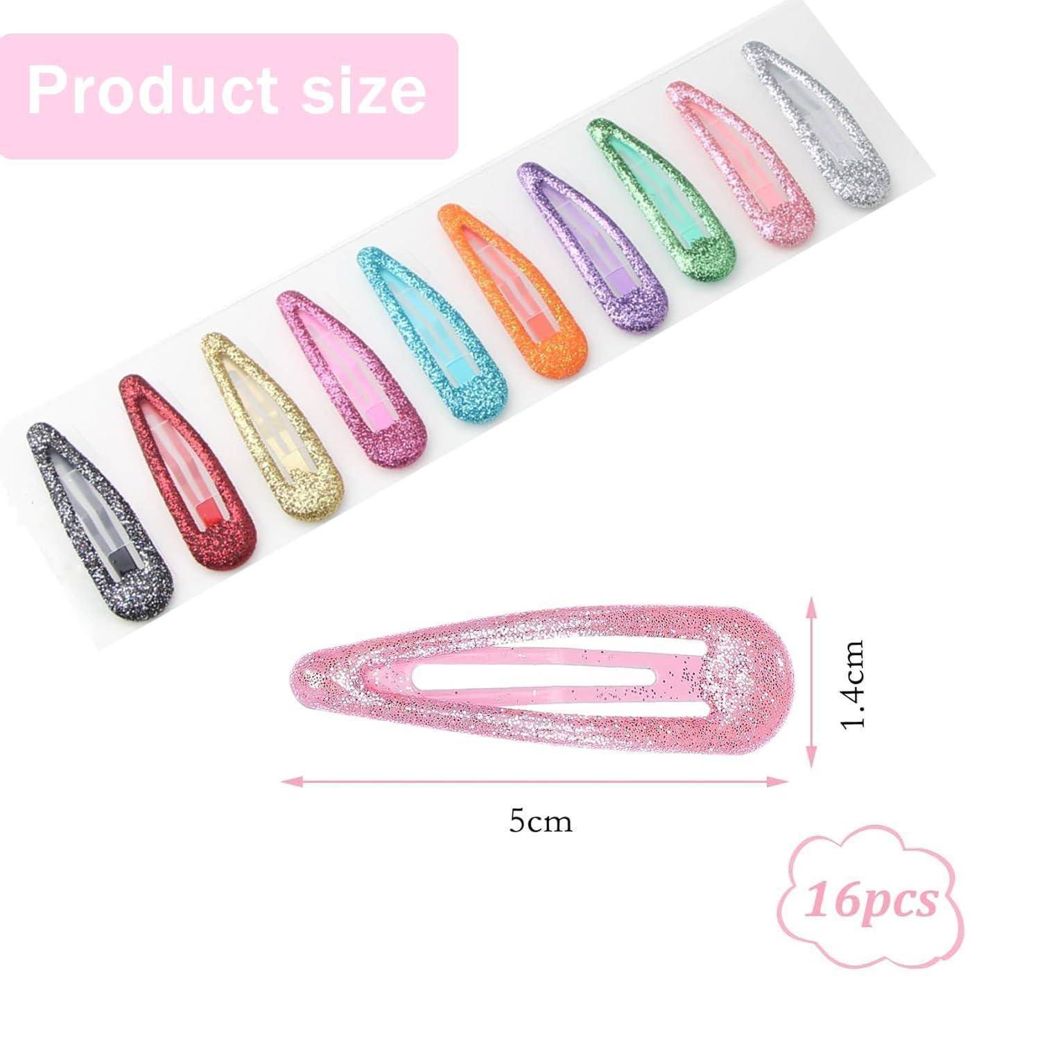 Haarspangen 16er Mädchen Bunte Glitzer Pailletten silbrig weiß *16