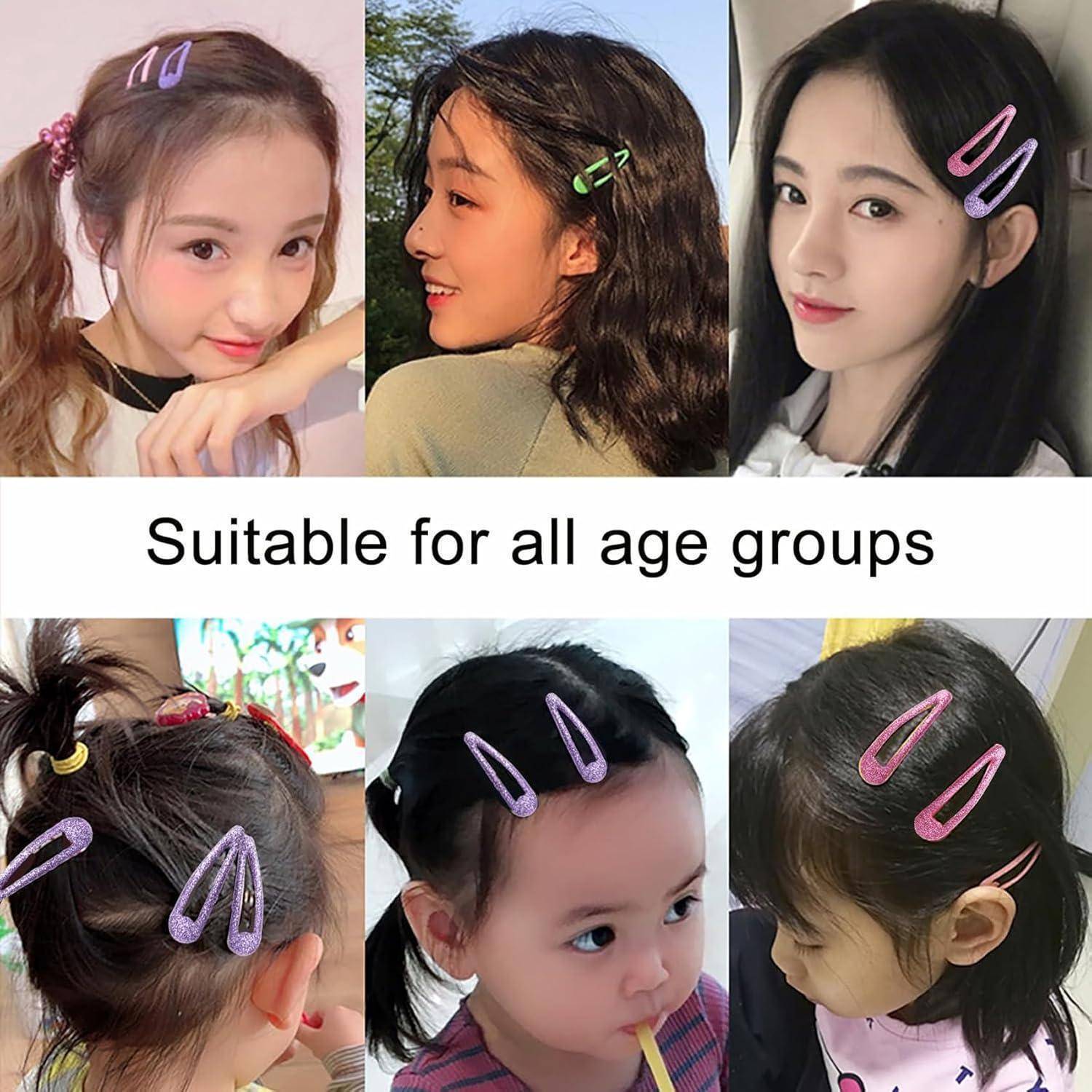 Haarspangen 16er Mädchen Bunte Glitzer Pailletten silbrig weiß *16