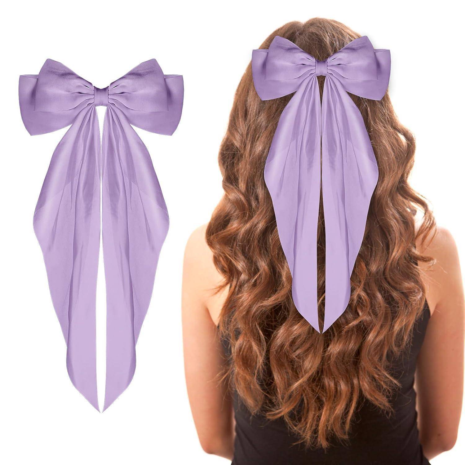 Haarspangen Schleife Satin Metall Bogenknoten Clips Lila