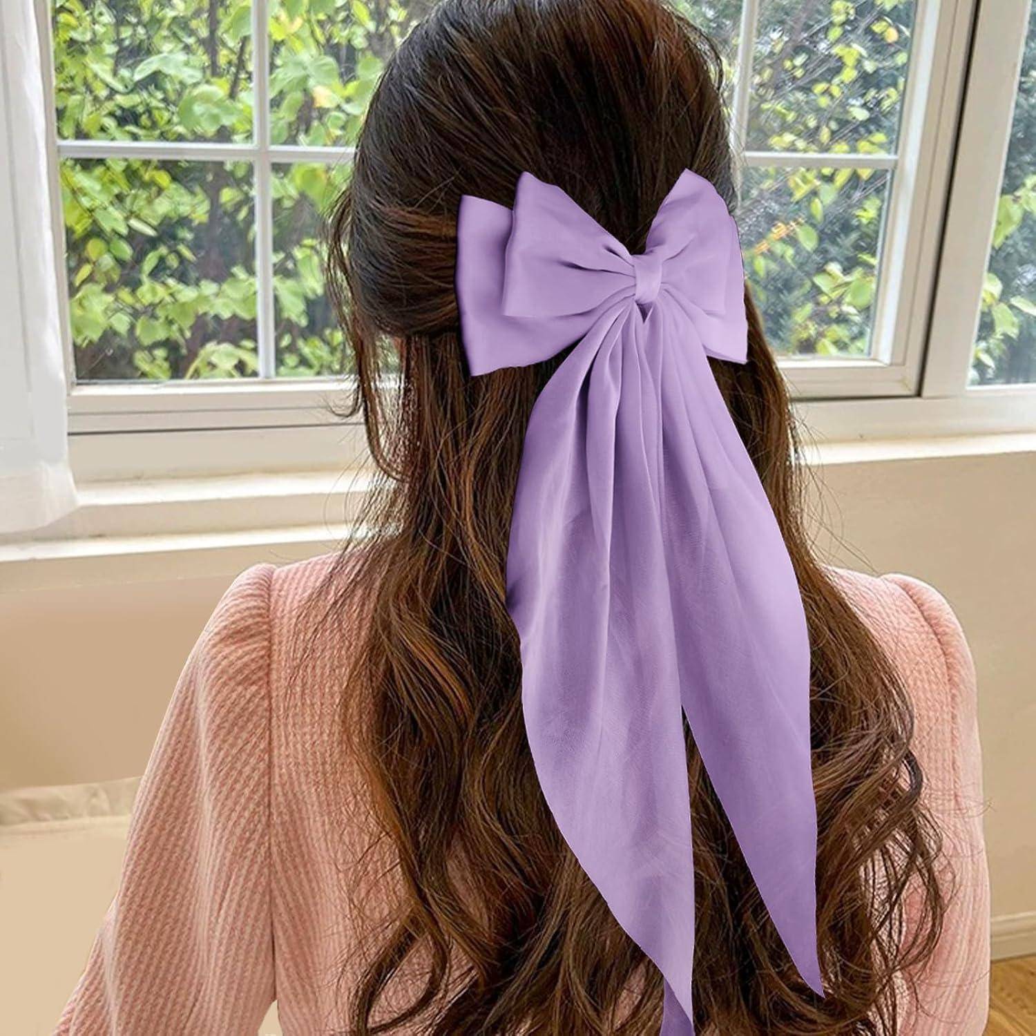 Haarspangen Schleife Satin Metall Bogenknoten Clips Lila