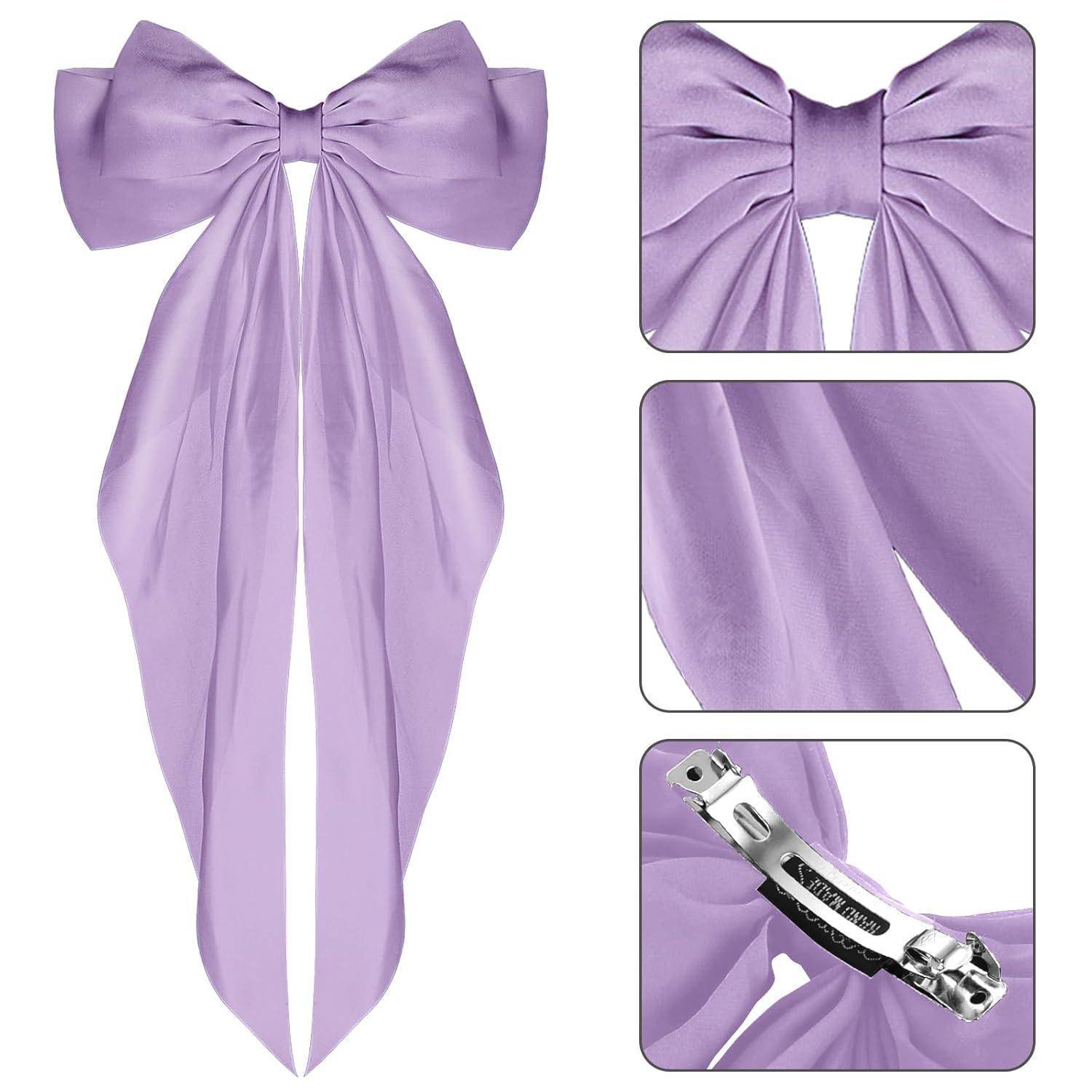 Haarspangen Schleife Satin Metall Bogenknoten Clips Lila