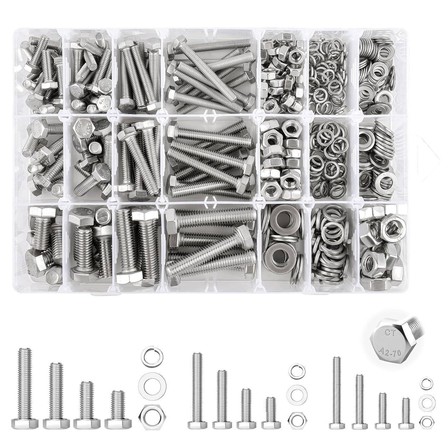 Sechskantschrauben Set M5 M6 M8 454 Stück Edelstahl A2 mit Muttern