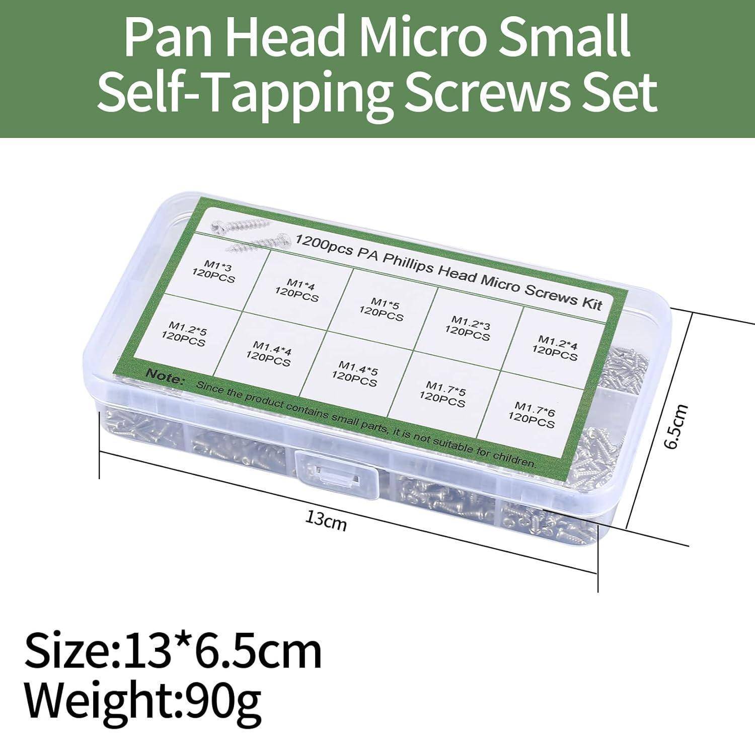 Schraubenset 1200 Stück Mini M1 M1.2 M1.4 M1.7 Rundkopf