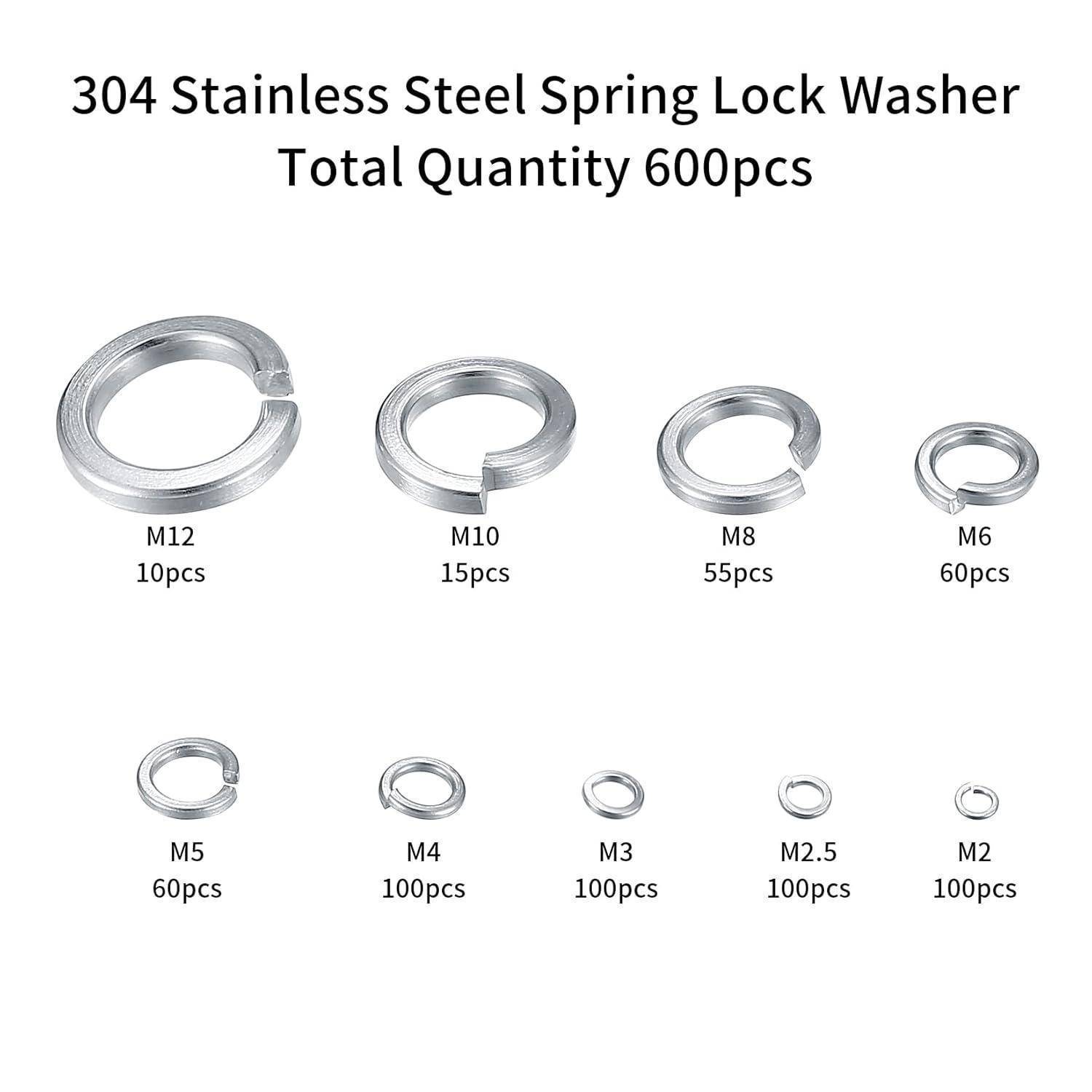 Federringe DIN127 FormB Edelstahl V2A Spiralförmig 600 Stk 600 Silber