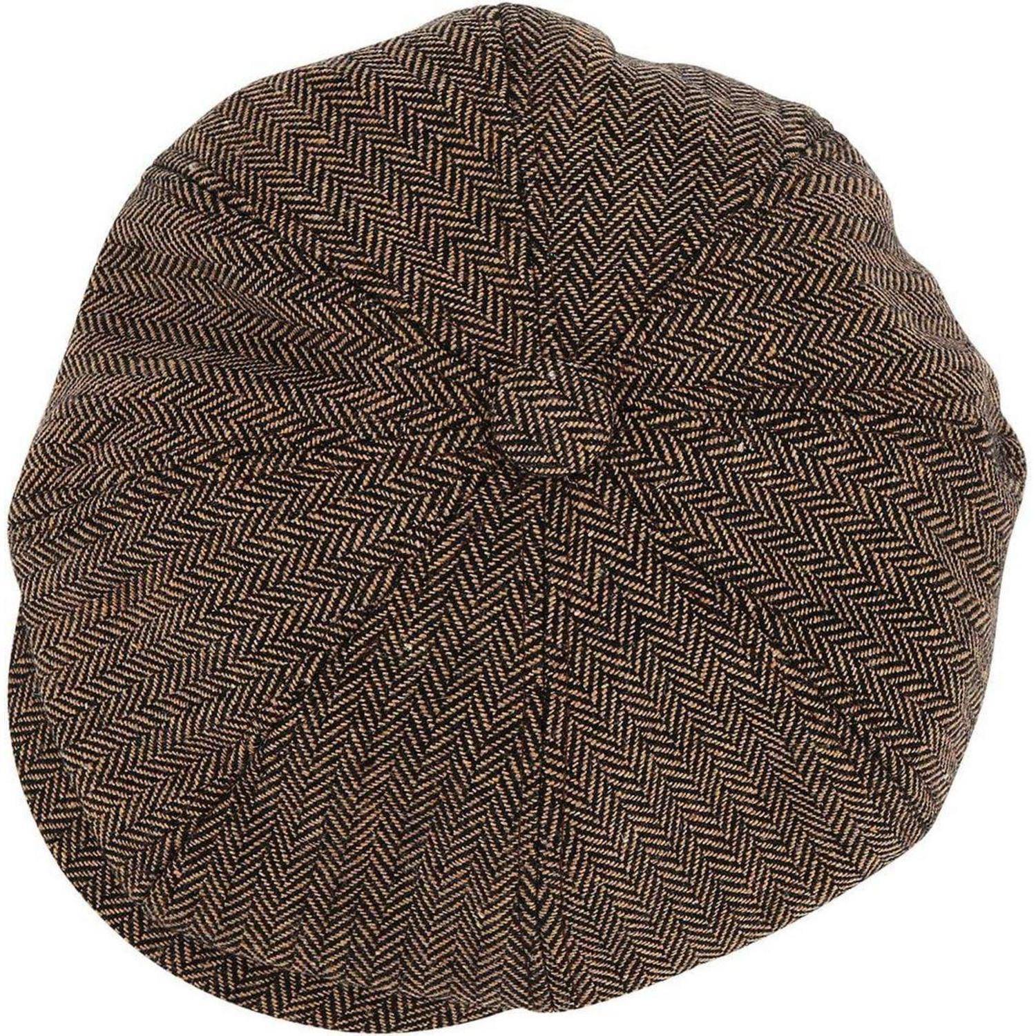 Schiebermütze Herren Damen Newsboy Peaky Tweed 61-62 Schwarzer Kaffee