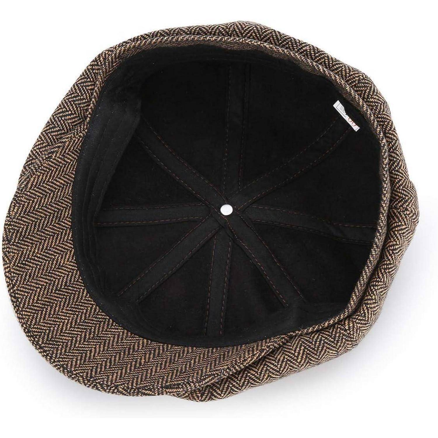 Schiebermütze Herren Damen Newsboy Peaky Tweed 61-62 Schwarzer Kaffee
