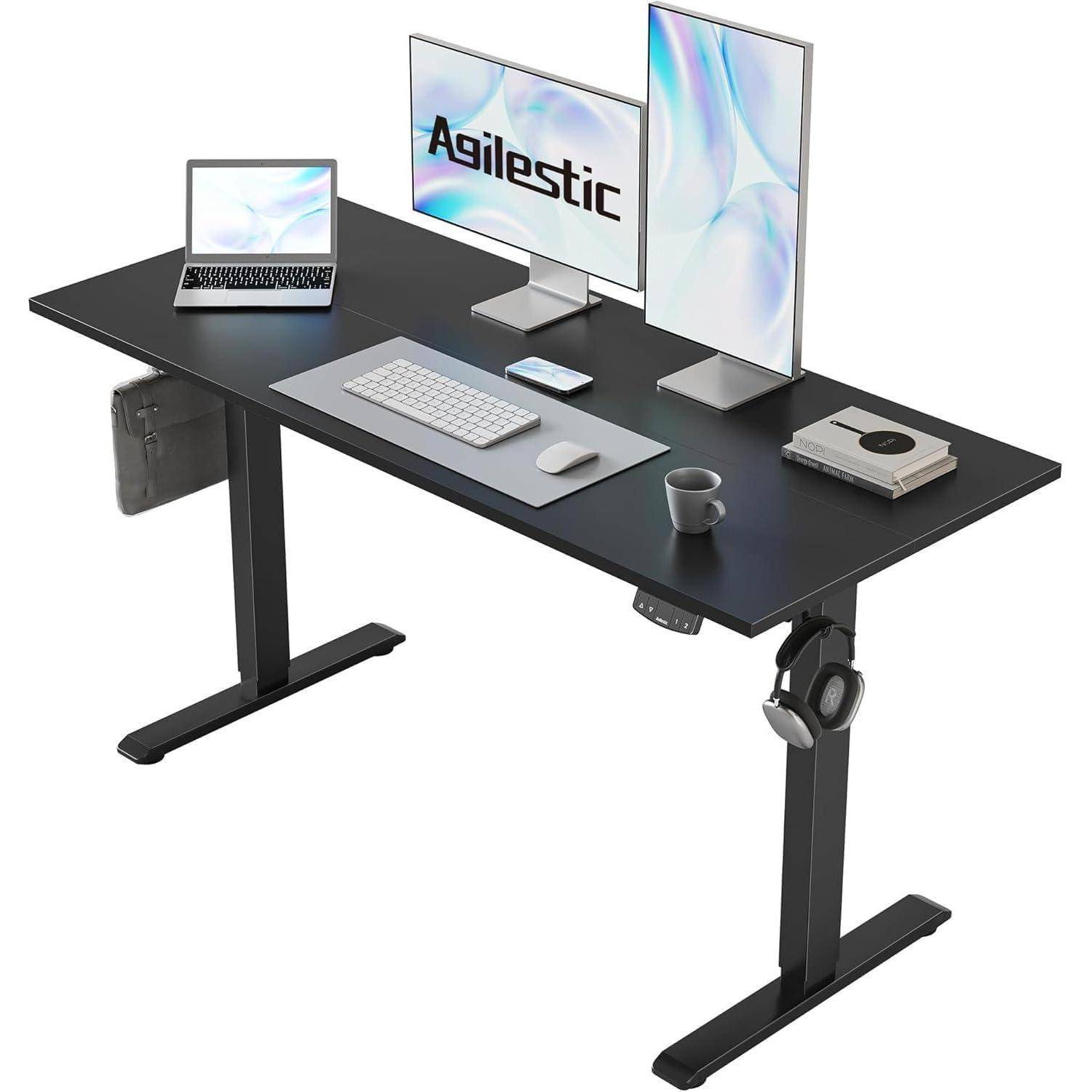 Schreibtisch Höhenverstellbar Elektrisch Steh Sitz Schwarz 110 x 60 cm