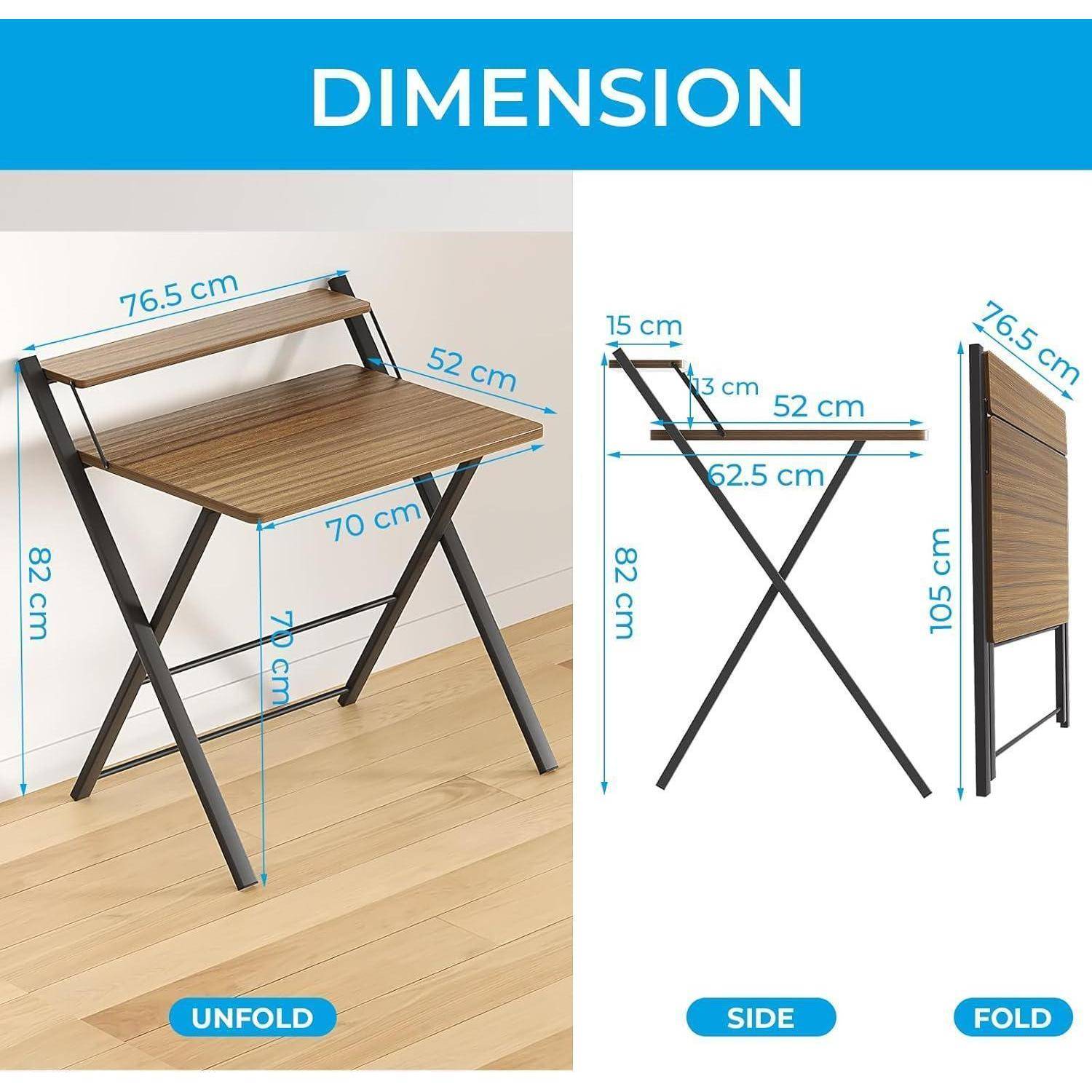 Klapptisch 70 cm Monitorständer Computertisch Mittlere Größe Braun