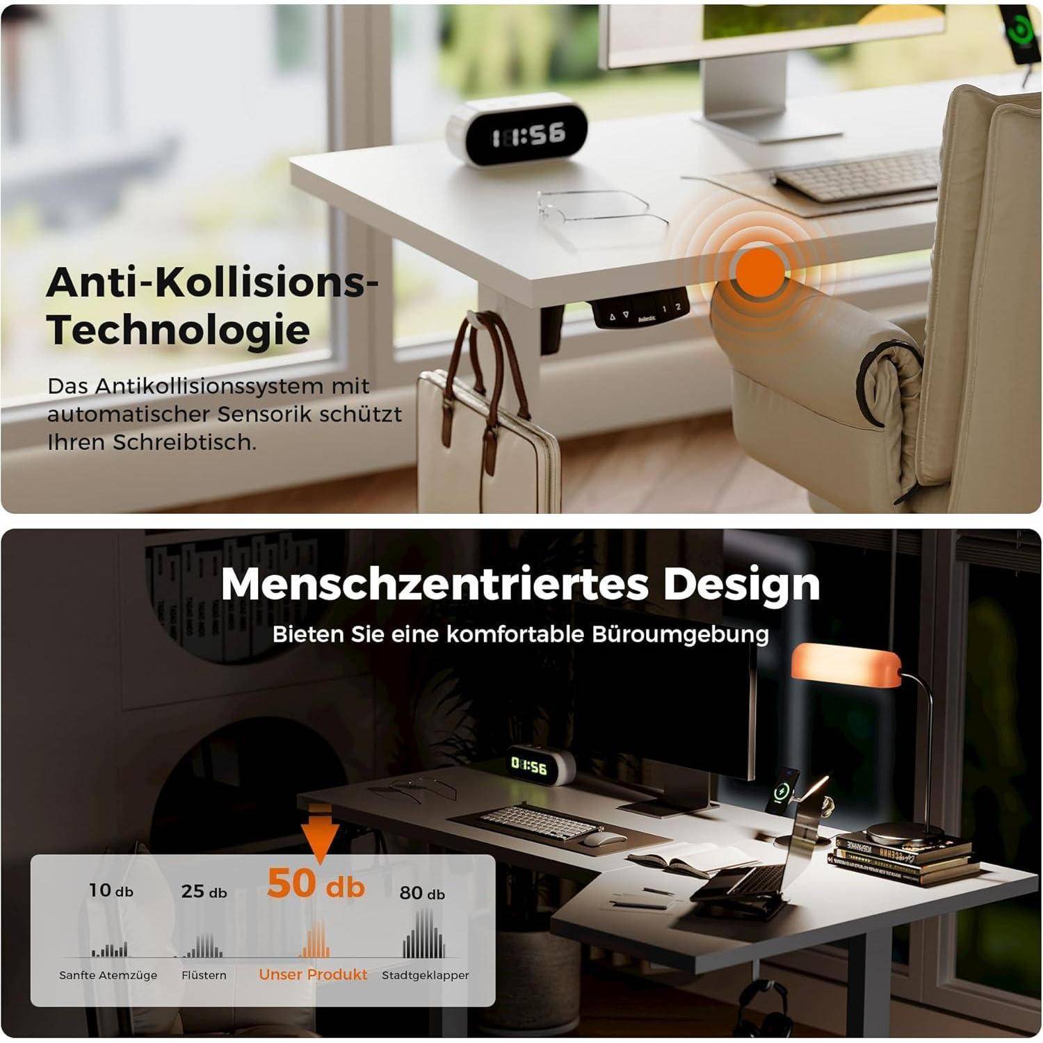 Stehschreibtisch Elektrisch Höhenverstellbar Lform Weiß 150 x 90 cm