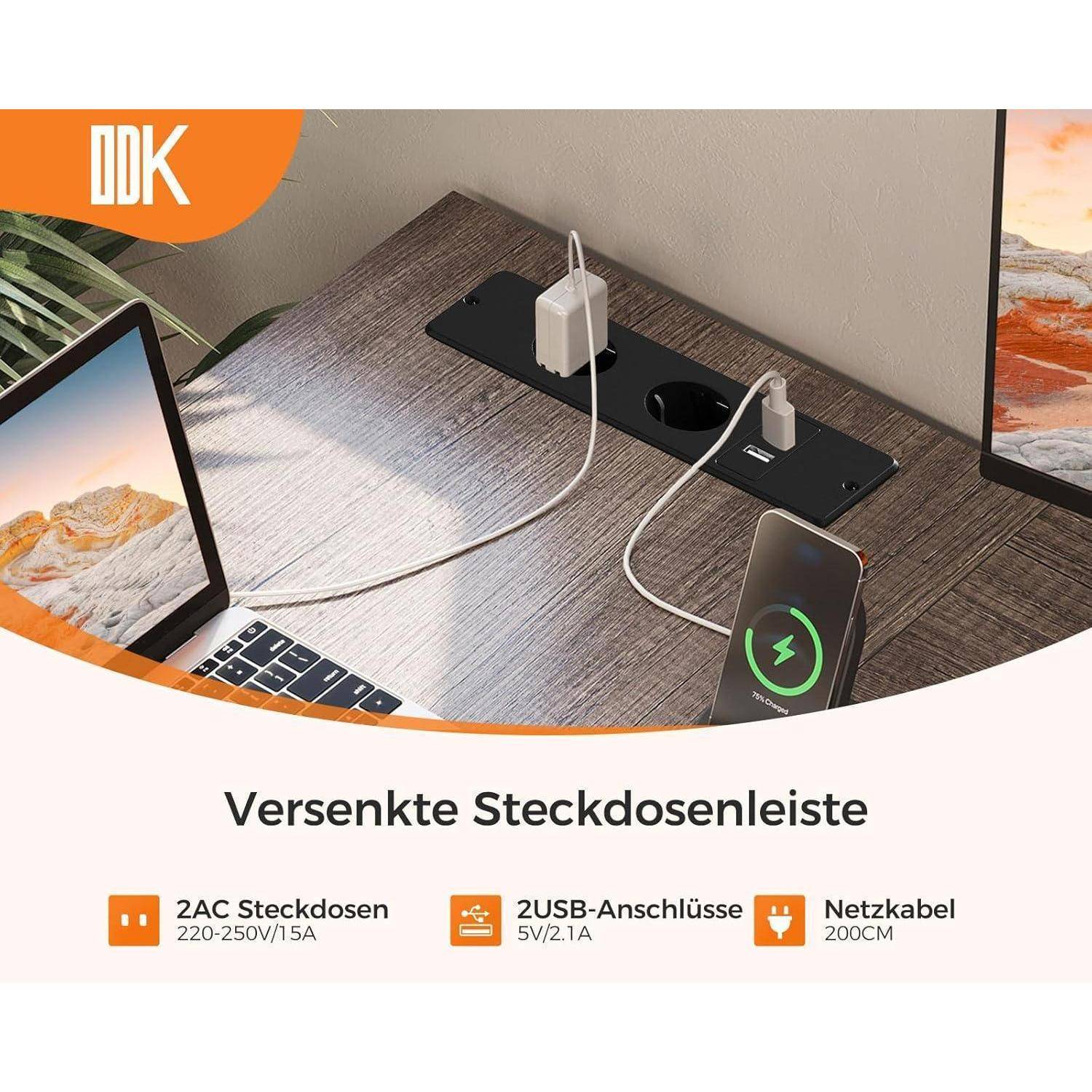 Eckschreibtisch 4 Schubladen L Form USB Graue Eiche 155 × 110 cm